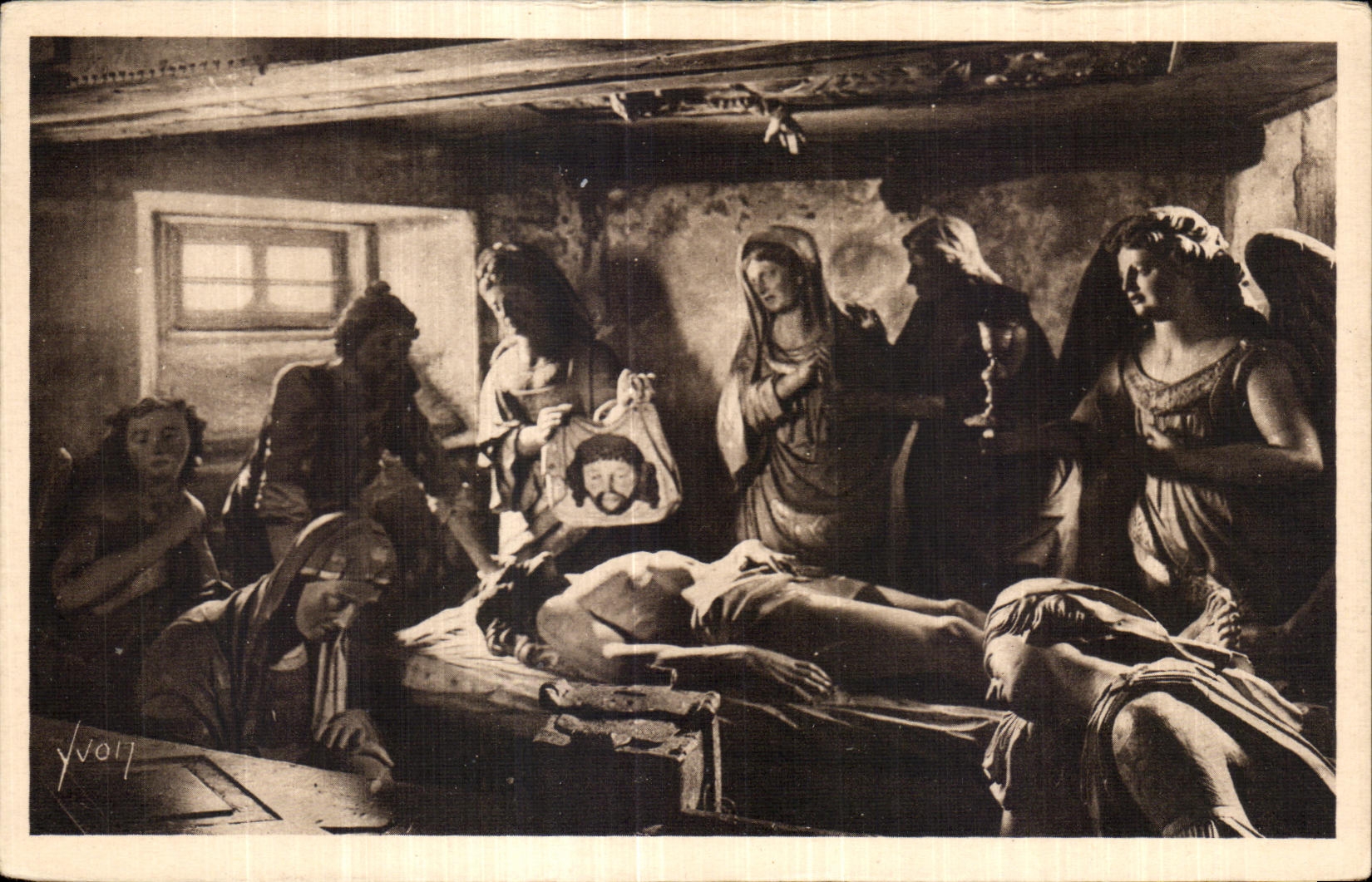 CPA Bretagne St Thegonnec (Finistere) L Eglise Le Sepulcre (Euvre de Jacques Lespaignol)