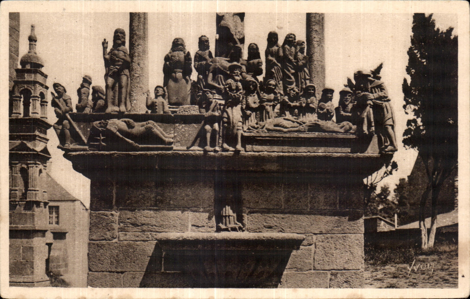 CPA Saint Thegonnec (Finistere) Details du Calvaire