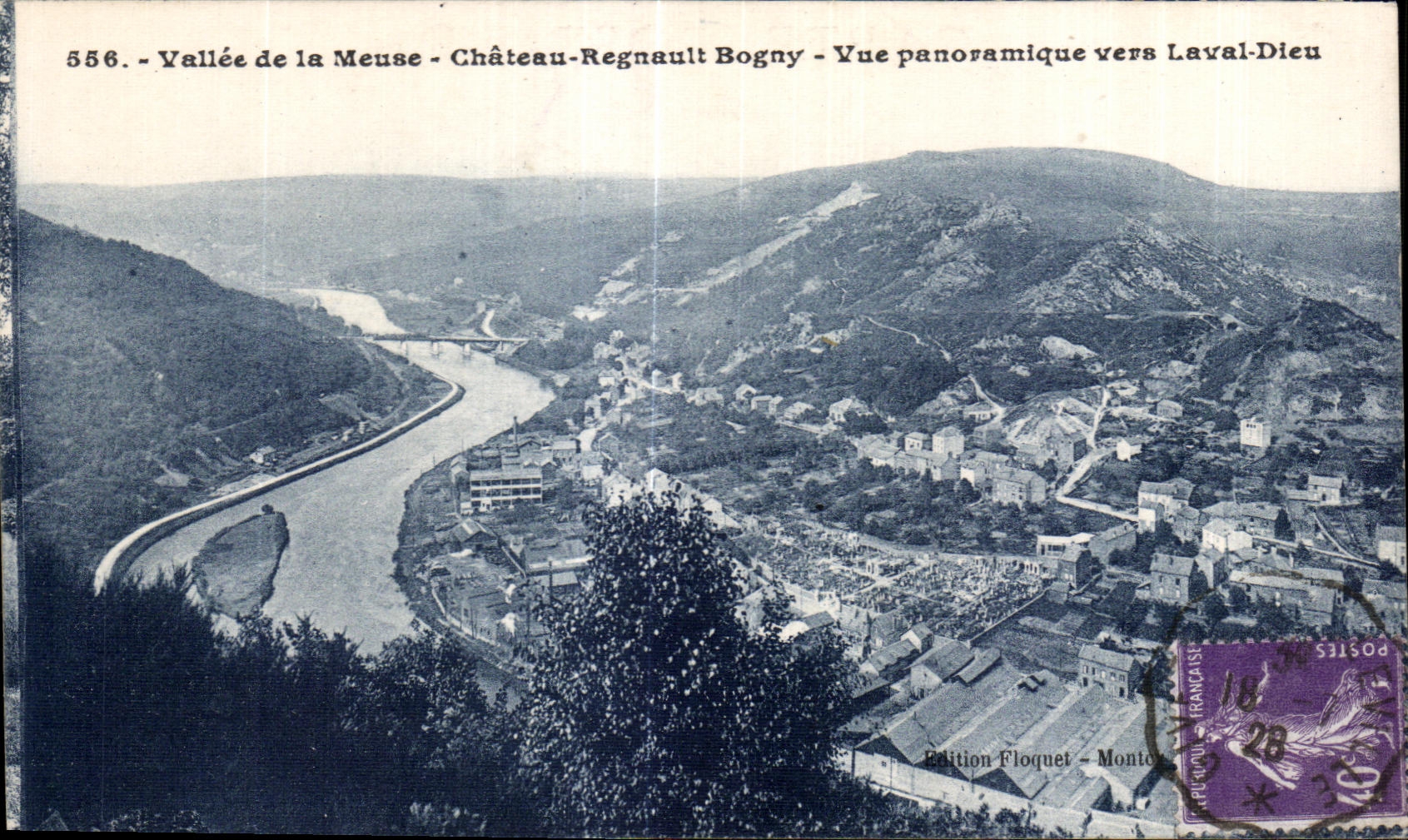 Valle de CPA de la opinion panorAmica de Regnault Bogny del castillo de la Mosa hacia dios de Laval