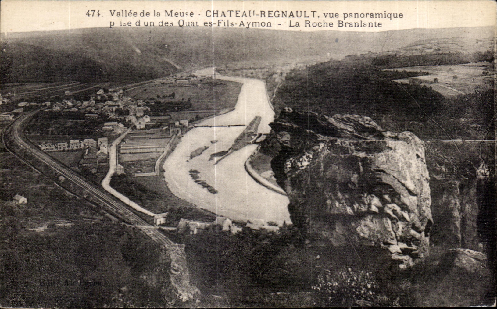 CPA Vallee de la Meuse Chateau Regnault vue panoramique prise d un des quatre fils Aymon La roche branlante