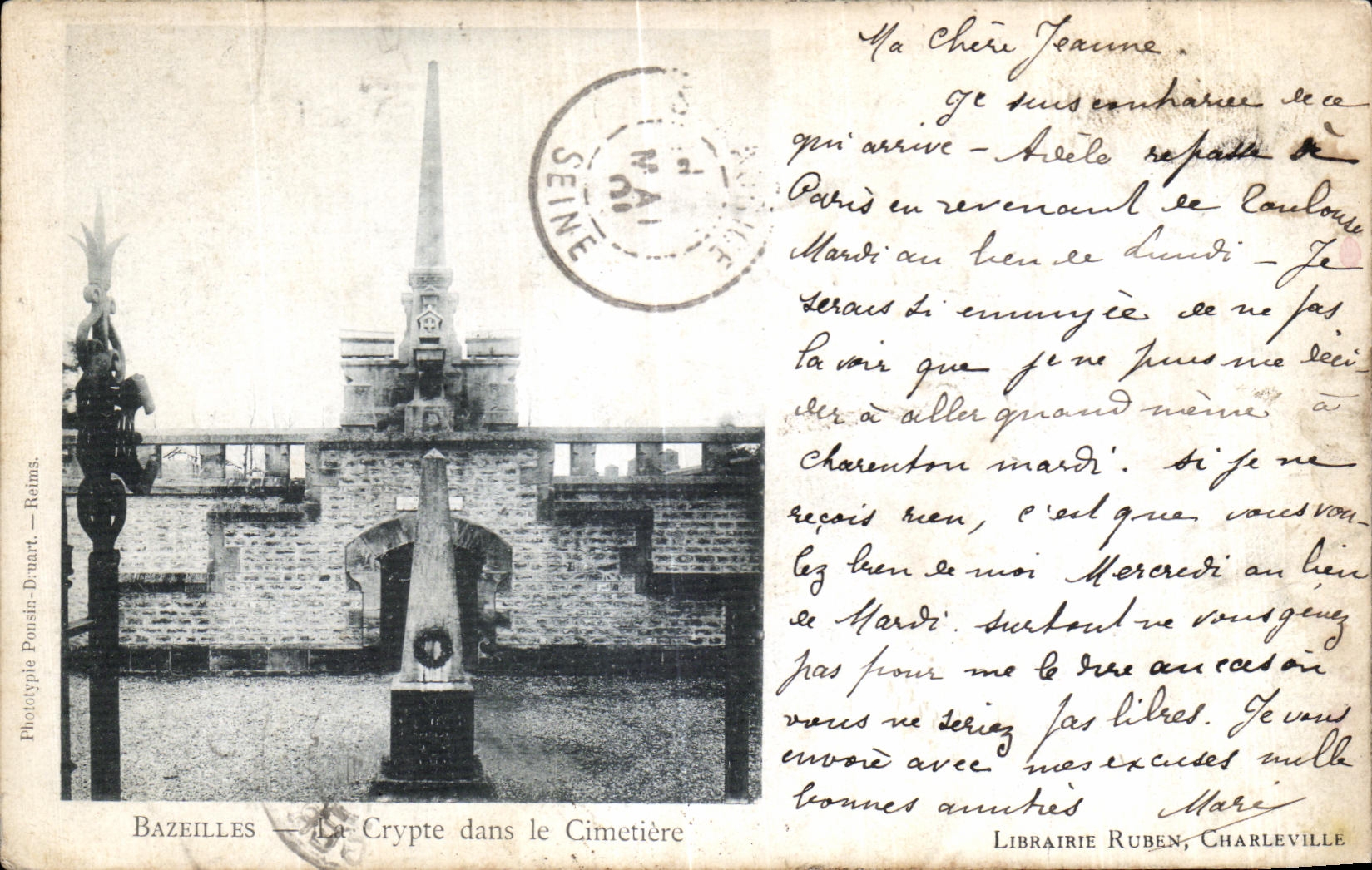 CPA Bazeilles La Crypte dans le Cimetiere Militaria