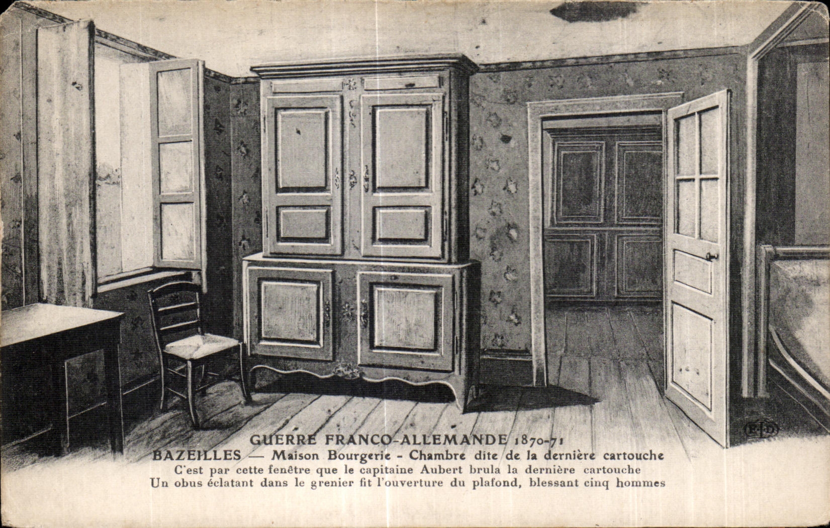 CPA Guerre Franco Allemande Bazeilles Maison Bourgerie Chamie dite de la derniere cartouche Militaria