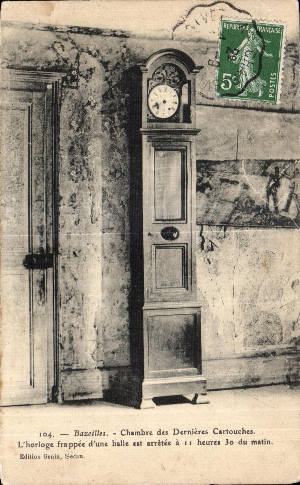 CPA Bazeilles Room of the last Cartridges War of 1870 Militaria Clock