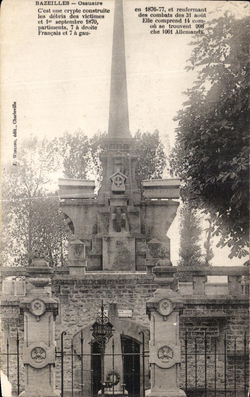 CPA Bazeilles Ossuaire C est une crypte construite les debris Militaria Guerre de 1870