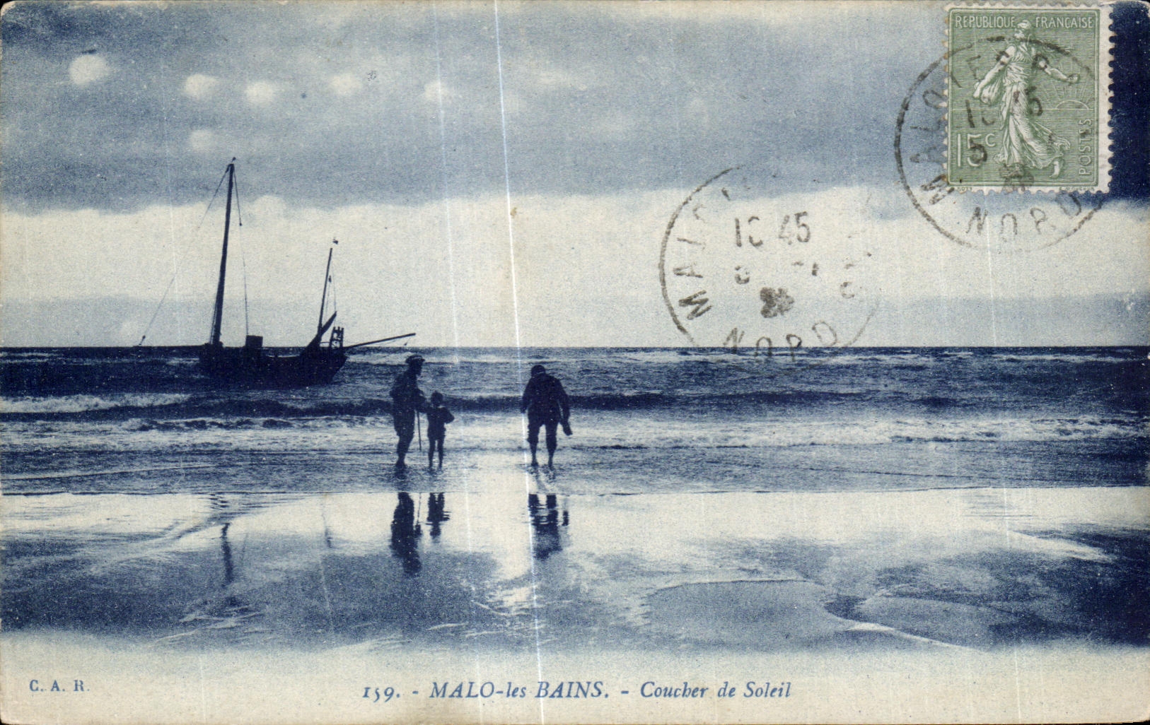 CPA Malo les Bains Coucher de Soleil