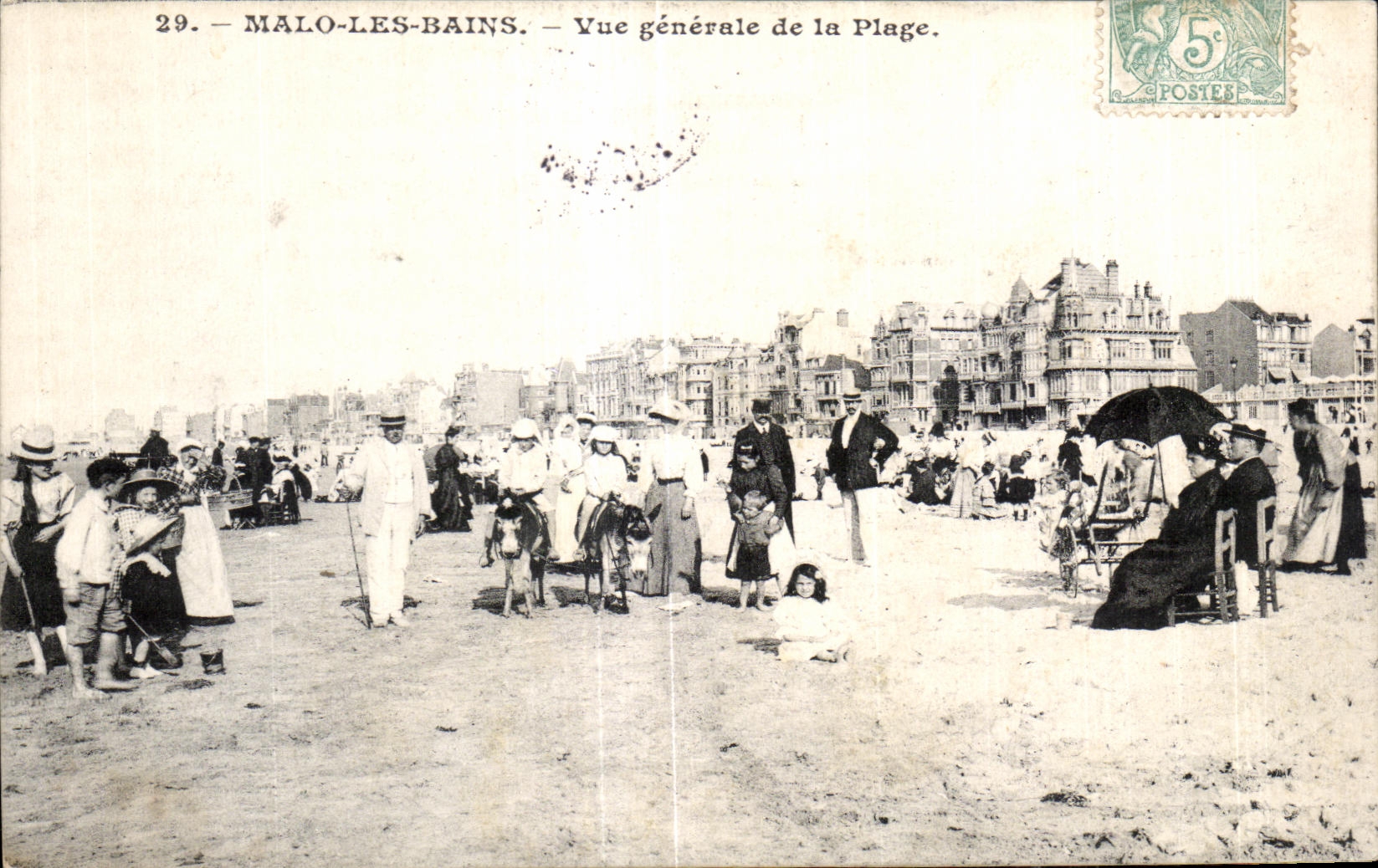 CPA Malo les Bains Vue Generale de la Plage ane Donkey
