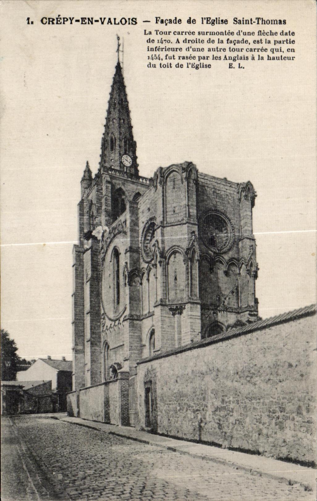 CPA Crepy En Valois Facade de I Eglise Saint Thomas