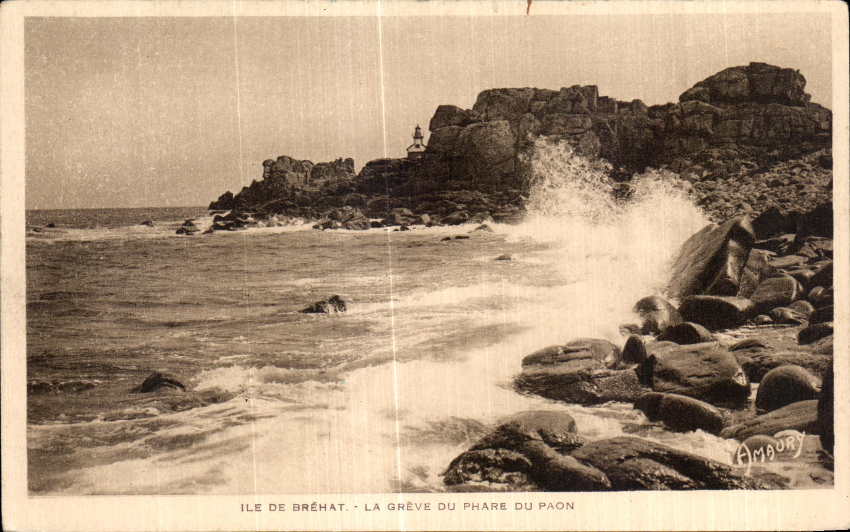CPA Ile de Brehat La Greve du Phare du Paon