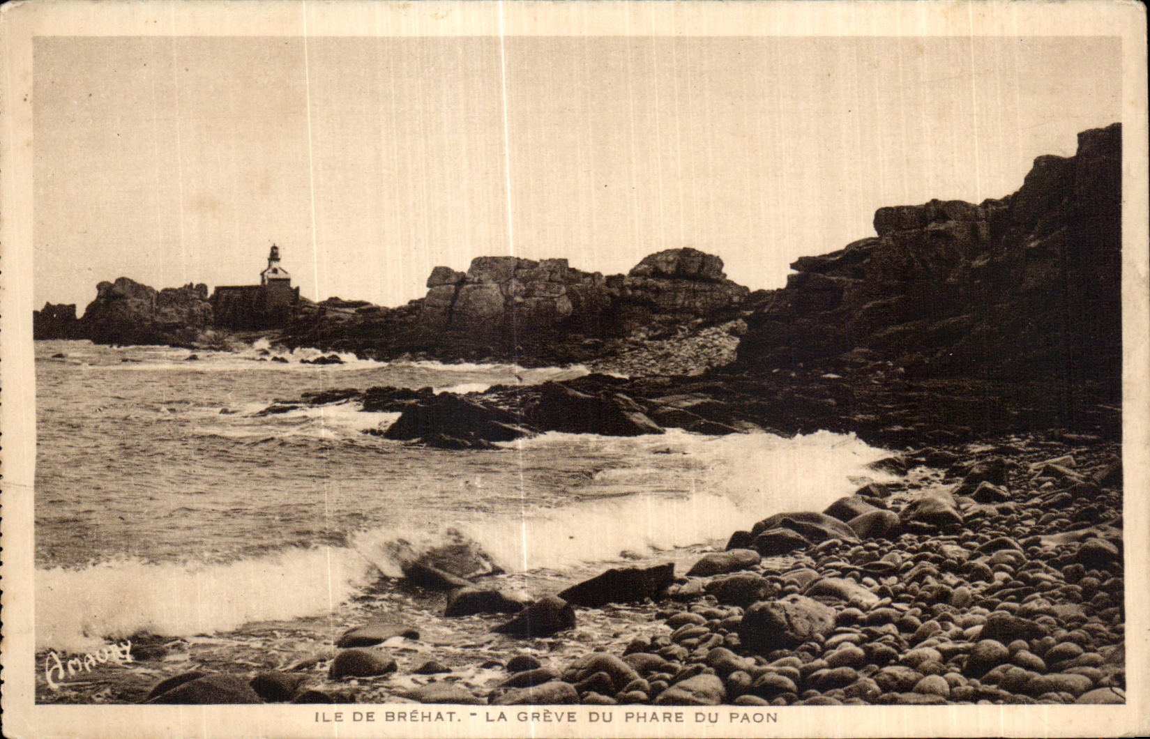 CPA Ile de Brehat La Greve du Phare du Paon