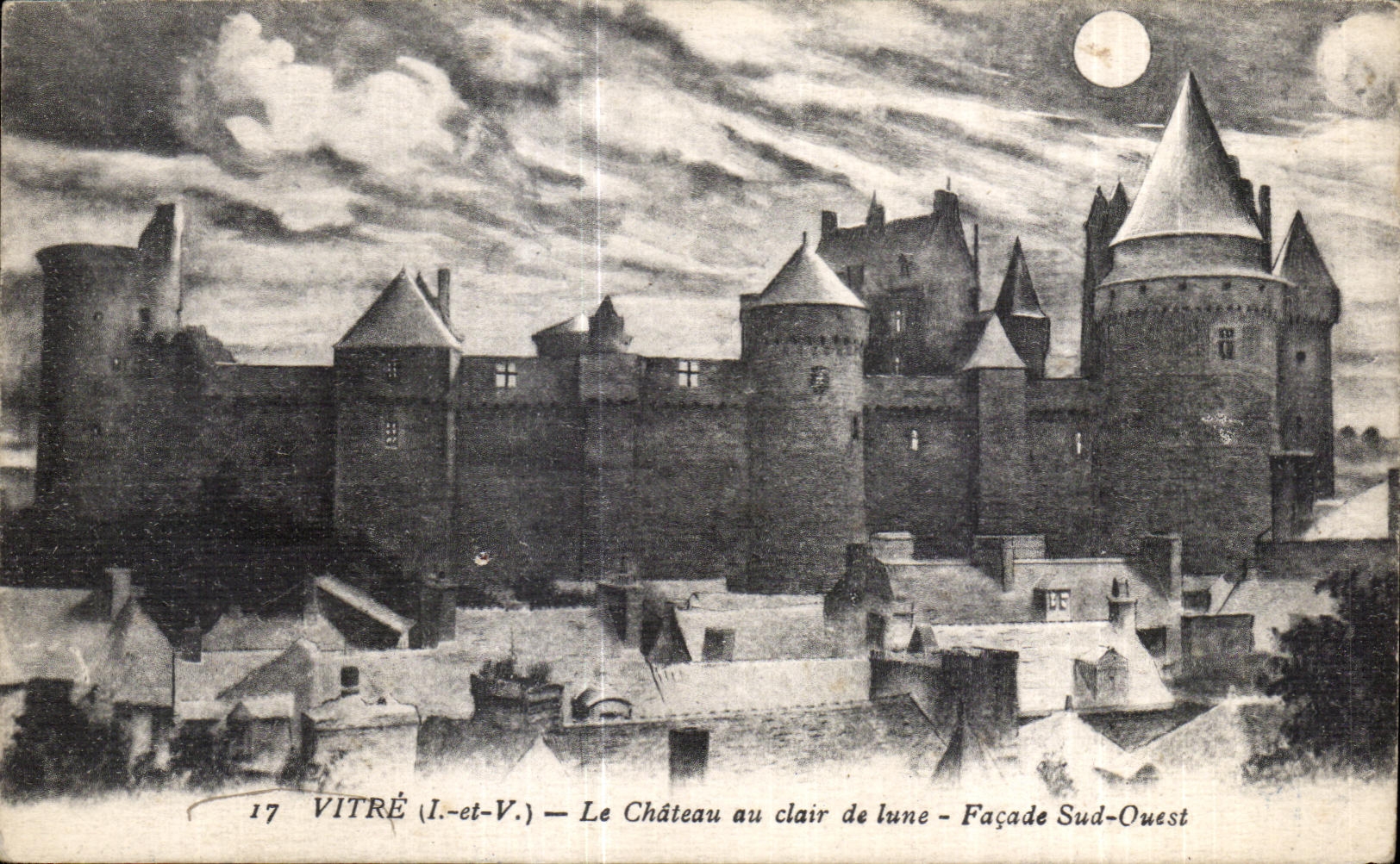 CPA Vitre Le Chateau au Clair de Lune Facade Sud Ouest