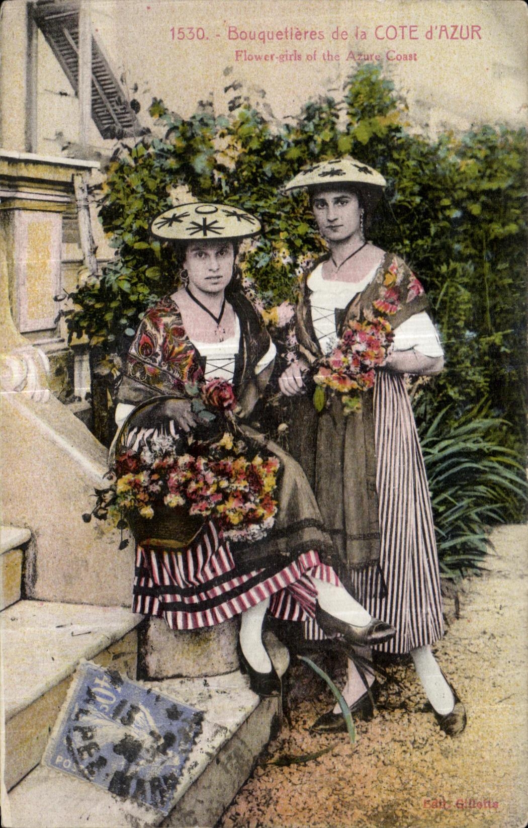 CPA Bouquelieres de la Cote d Azur Folklore Costume Coiffes