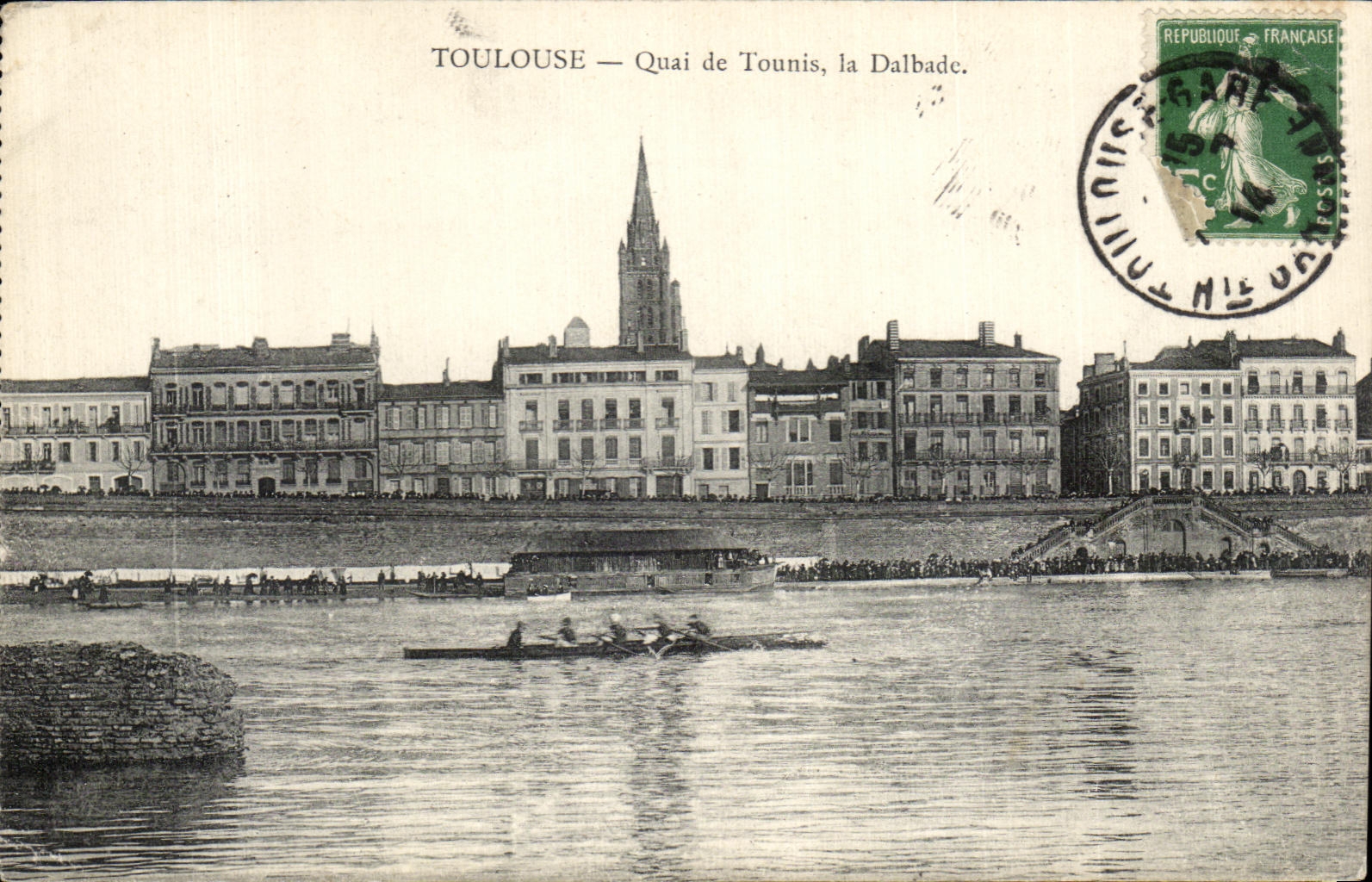 CPA Toulouse Quay de los oarsmen del barco de Tounis Dalbade