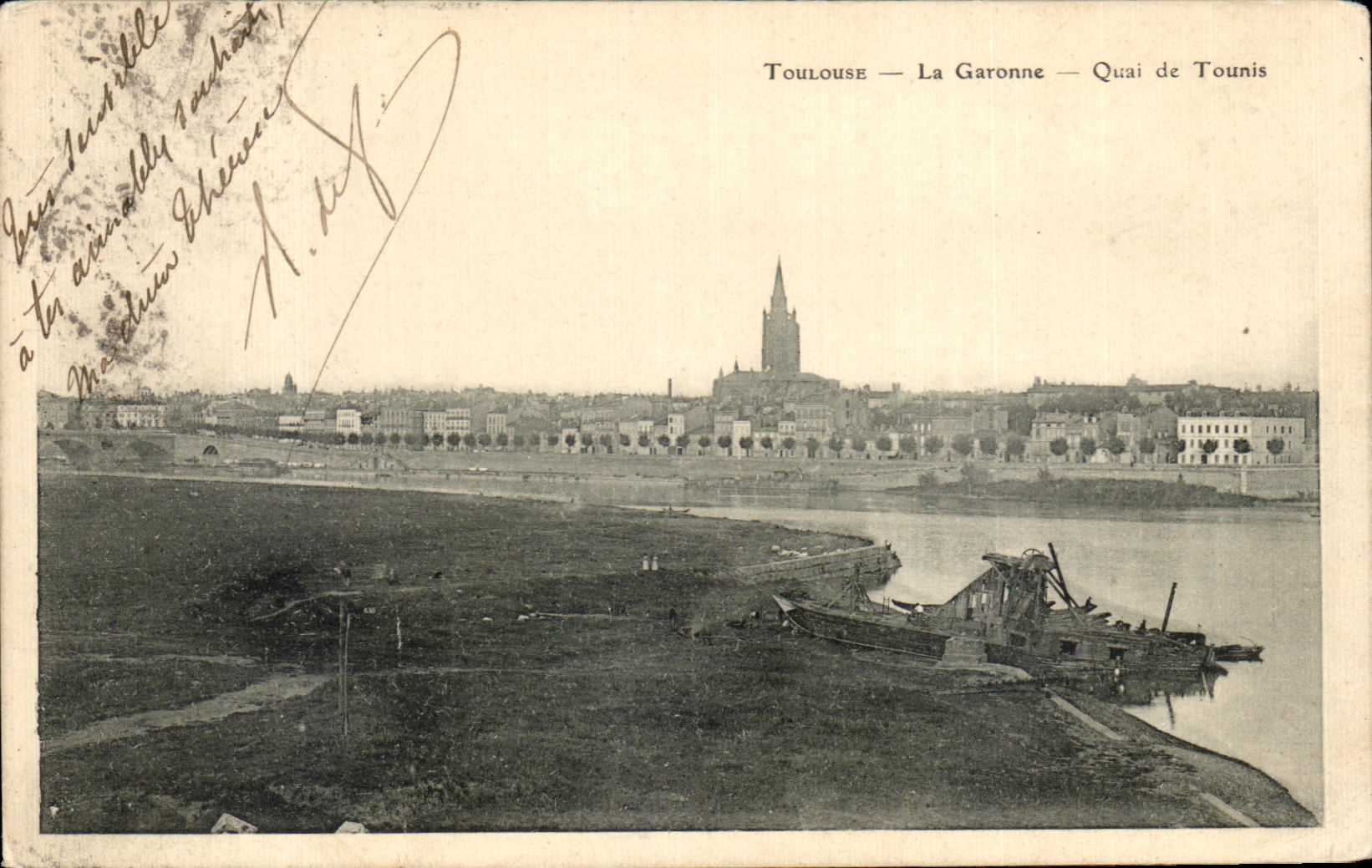 CPA Toulouse el Garona Quay de Tounis