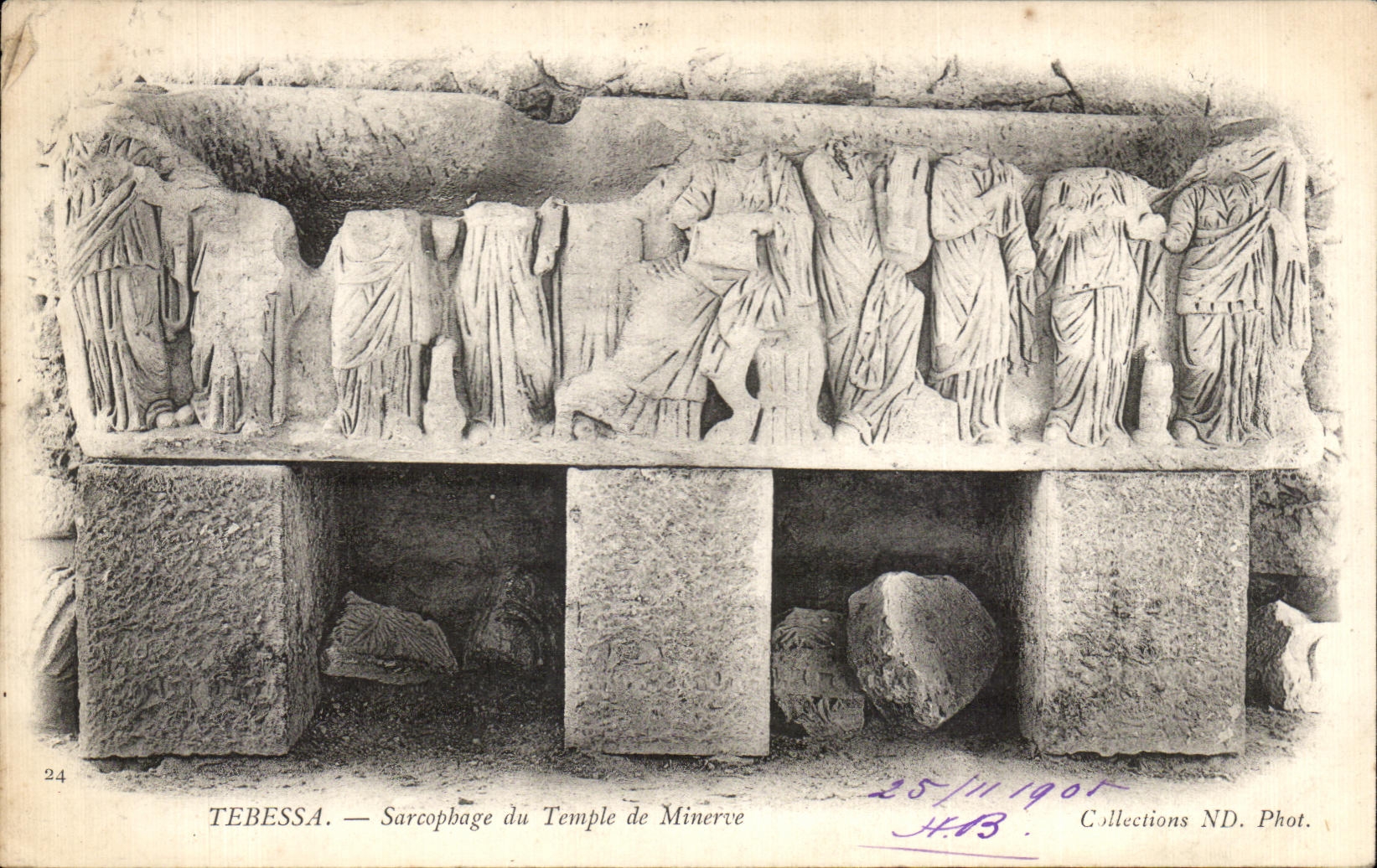 CPA Tebessa Sarcophage du Temple du Minerve