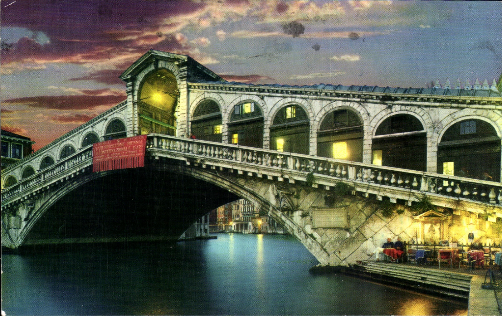 CPA Venezia Big shot di Rialto Tramanto Pont Rialto Coucher of Sqleil Rialto Bridge Sunset Rialto Brucke