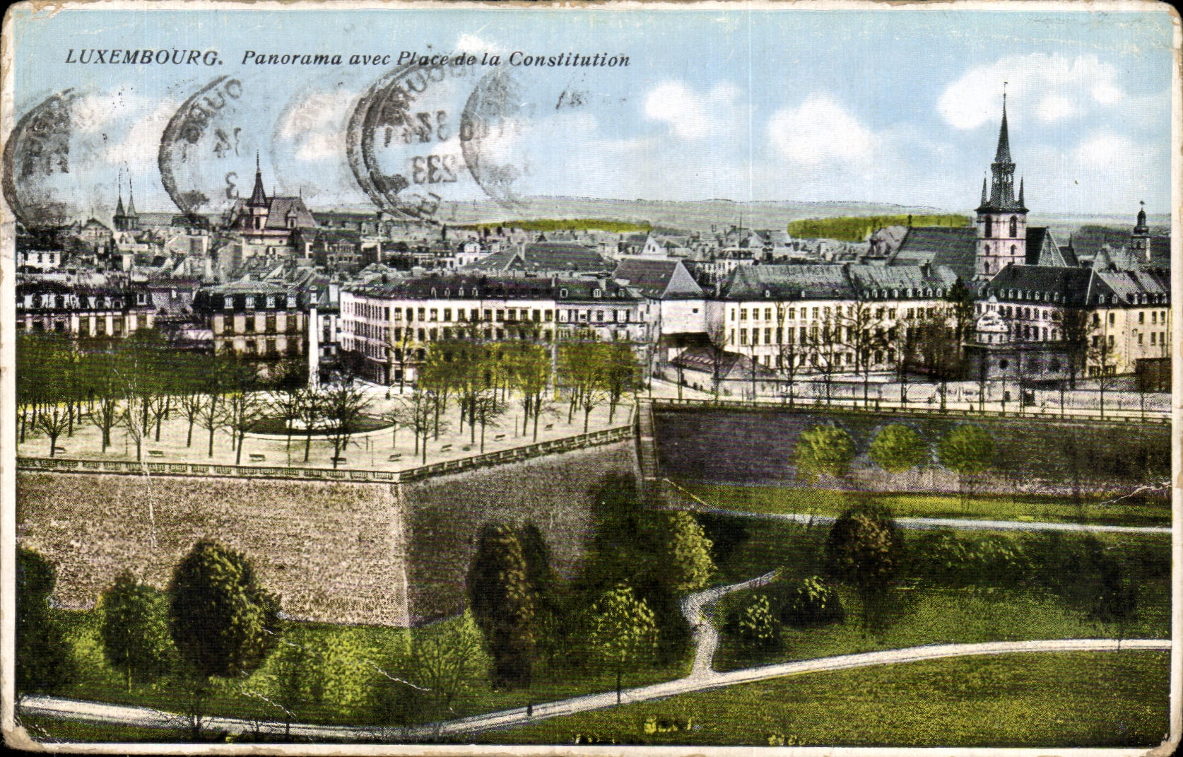 CPA Luxembourg Panorama with Place of Castitution