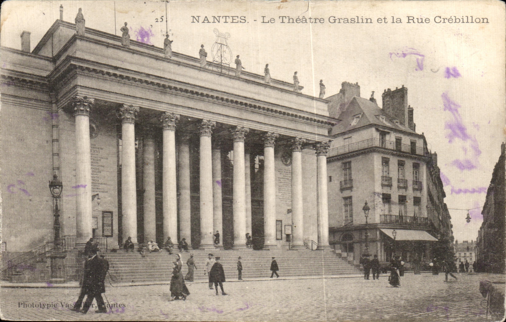 CPA Nantes the Graslin Theater and the Street Grebillon