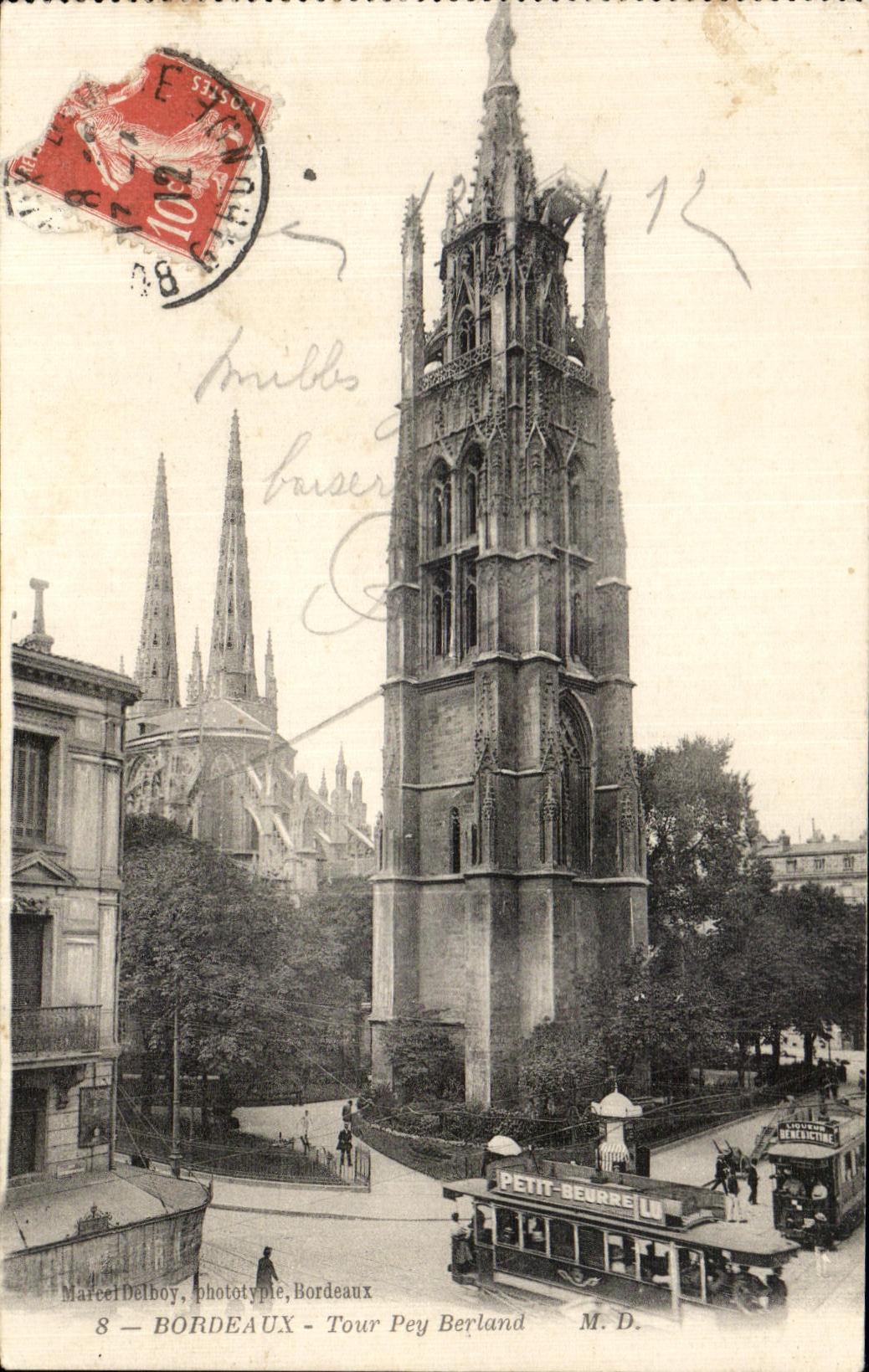 CPA Bordeaux Tour Pey Berland Tramways