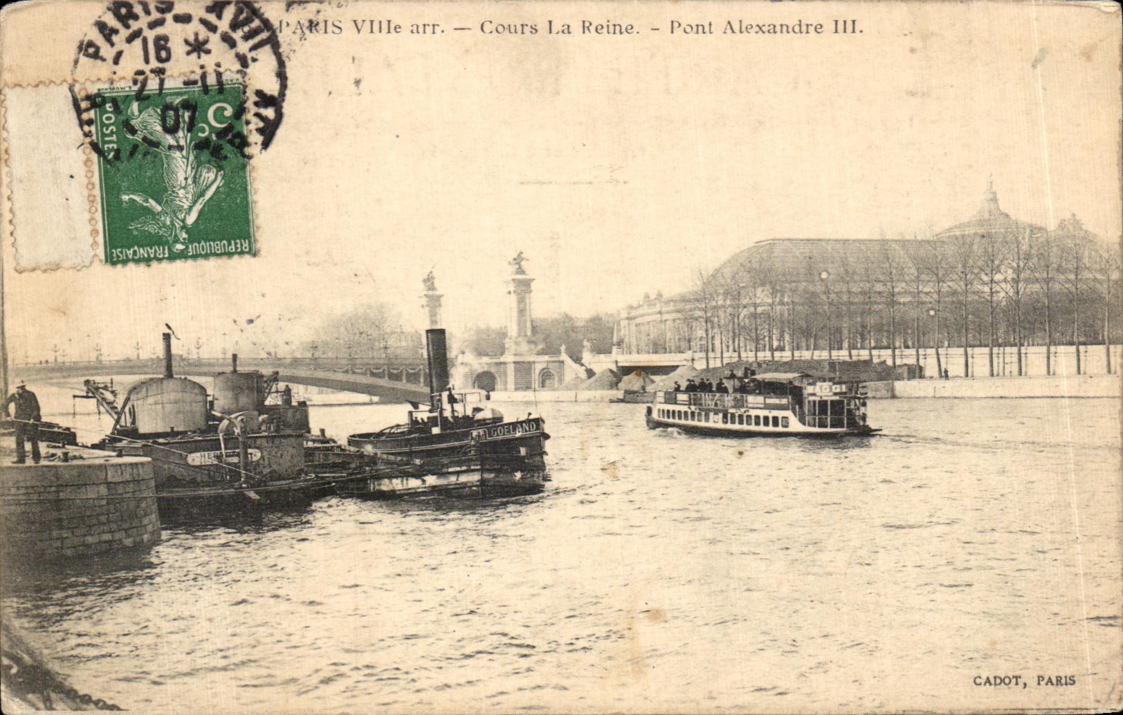 CPA Paris City arr Course the Queen Bridge Alexandre III Boats Seagull