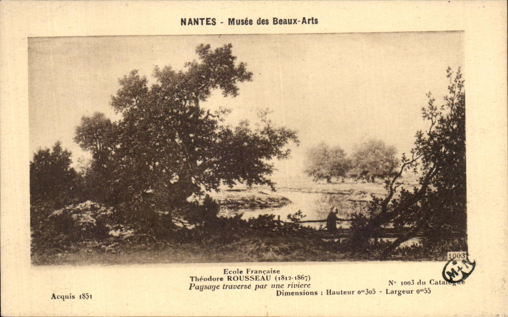 CPA Nantes Musee of Beautiful arts Rousseau Paysage crosses by a river