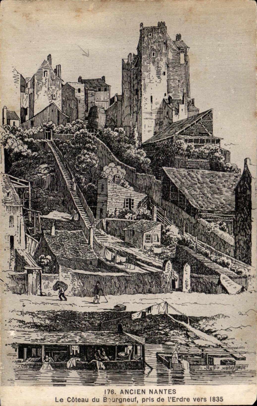 CPA Old Nantes the Slope of Beurgneuf taken of I Erdre about 1835