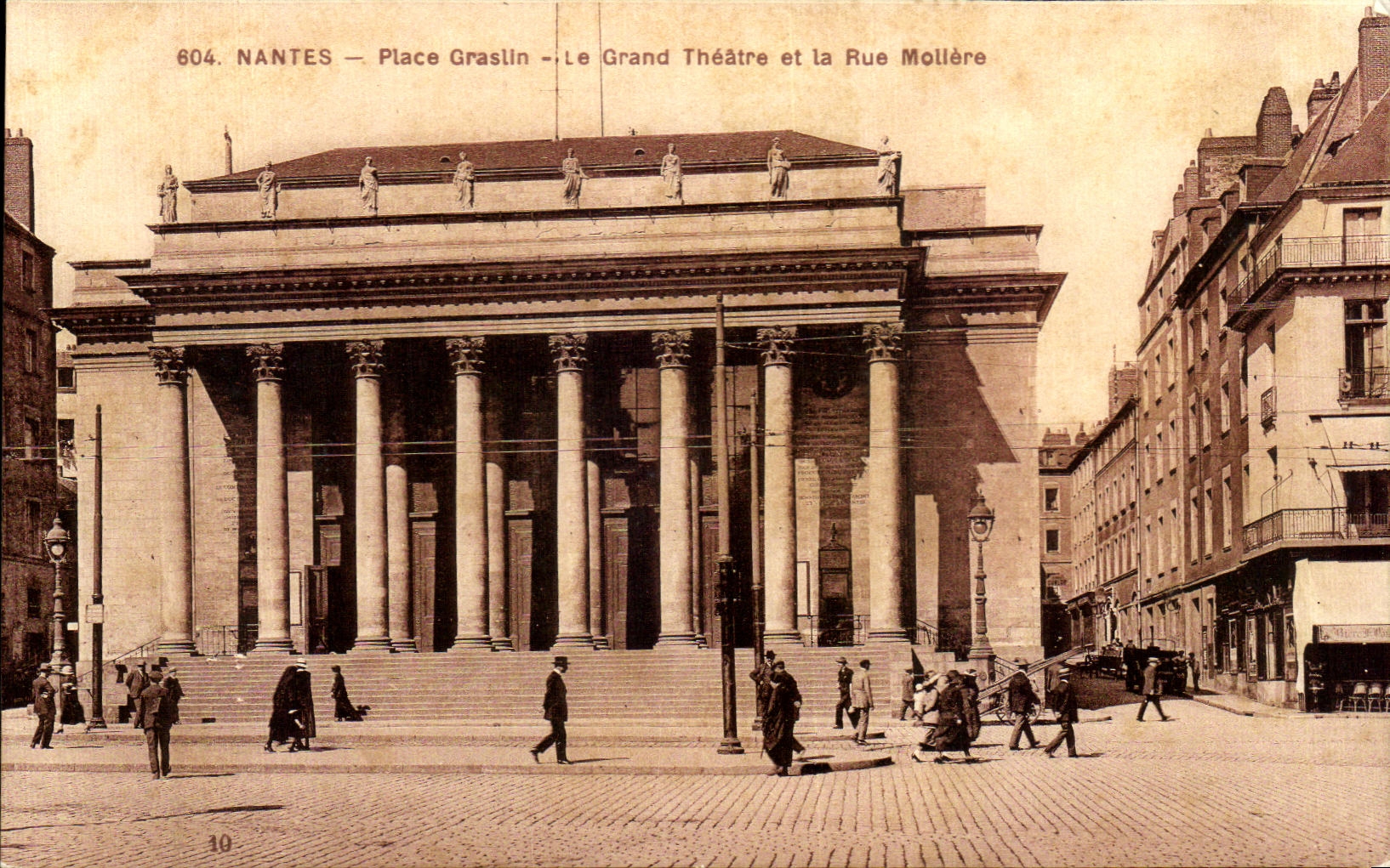 CPA Nantes Places Graslin the Large Theater and the Street Moliere