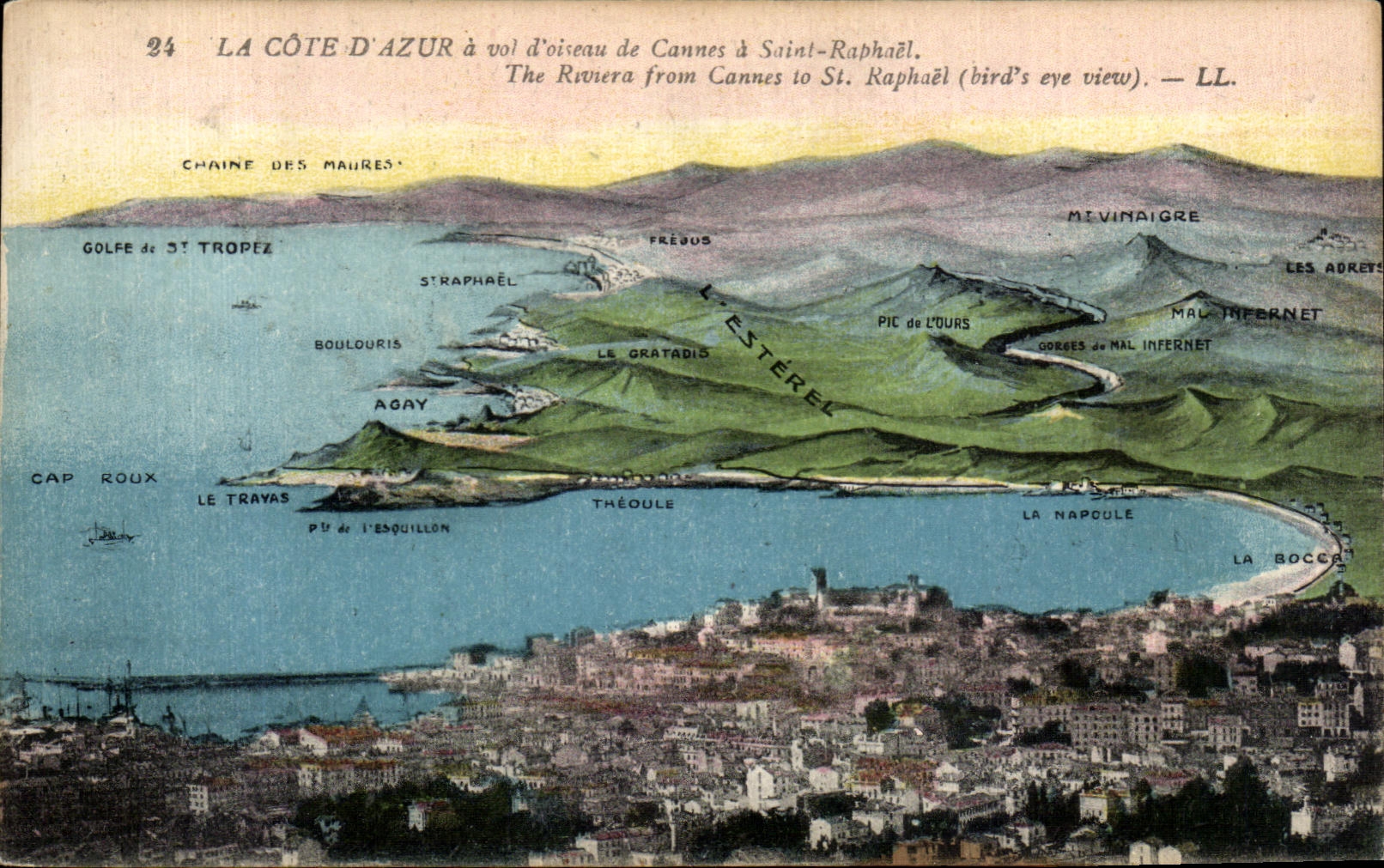 CPA the Dimension Azure has flight bird of Cannes has Saint Raphaet The Reviera from Cannes to St Raphael