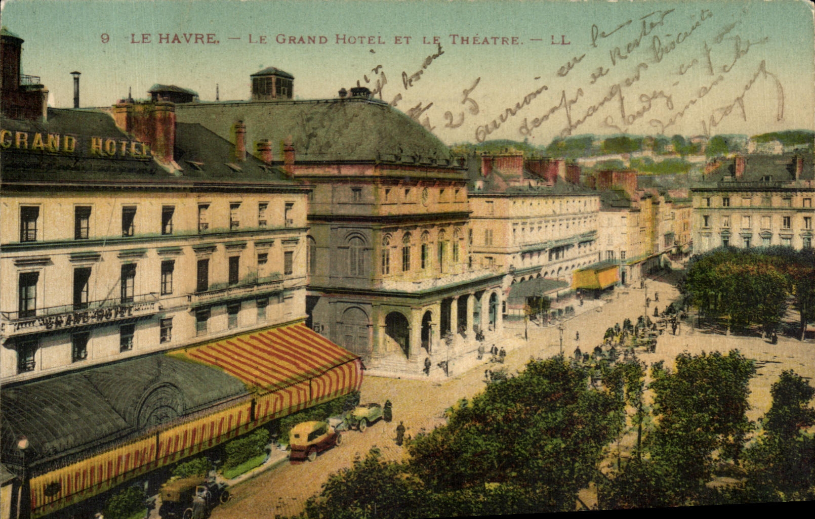 CPA Le Havre el hotel grande y el teatro