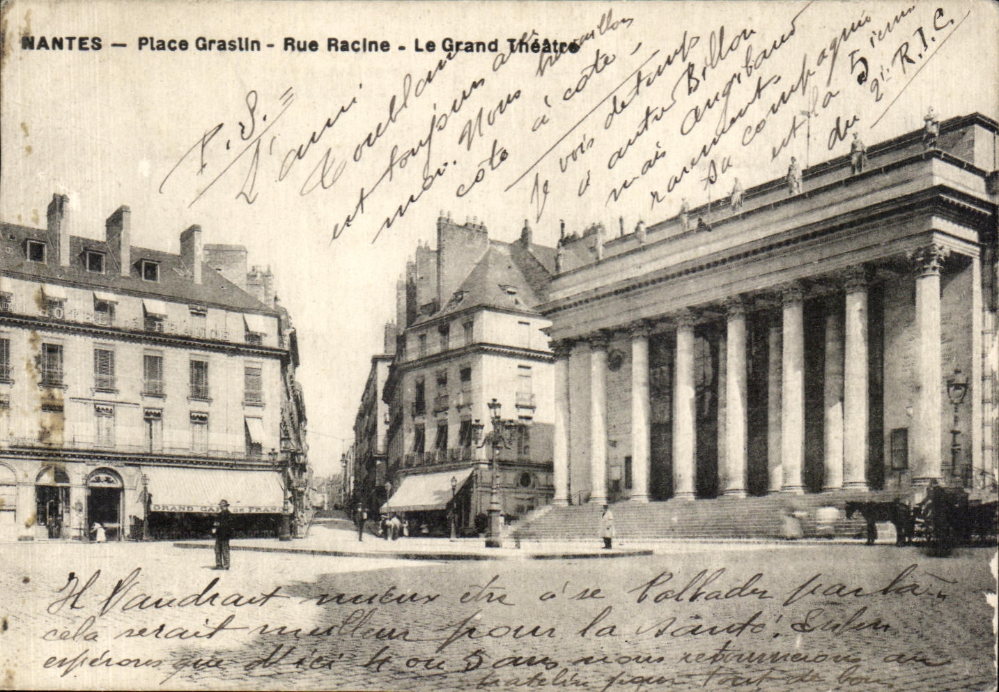 CPA Nantes Places Graslin Rue Root the Large Theater