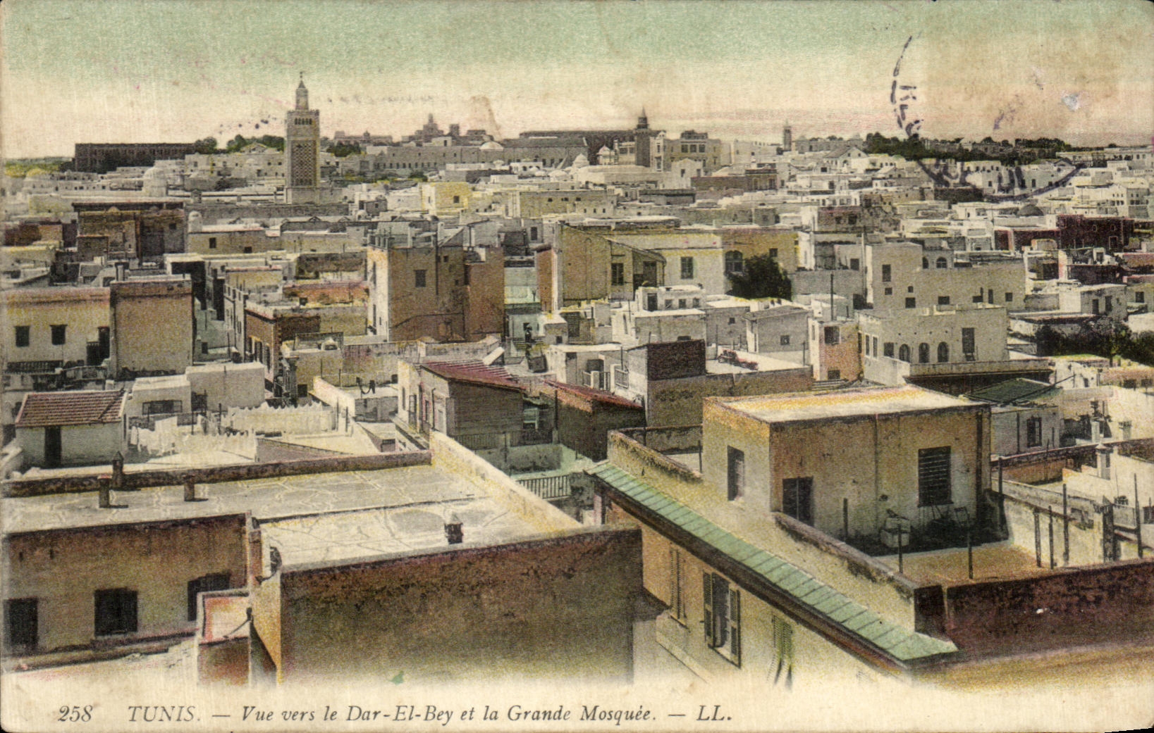 CPA Tunisie Tunis Vue vers le Dar Et Bey et la Grande Mosquee
