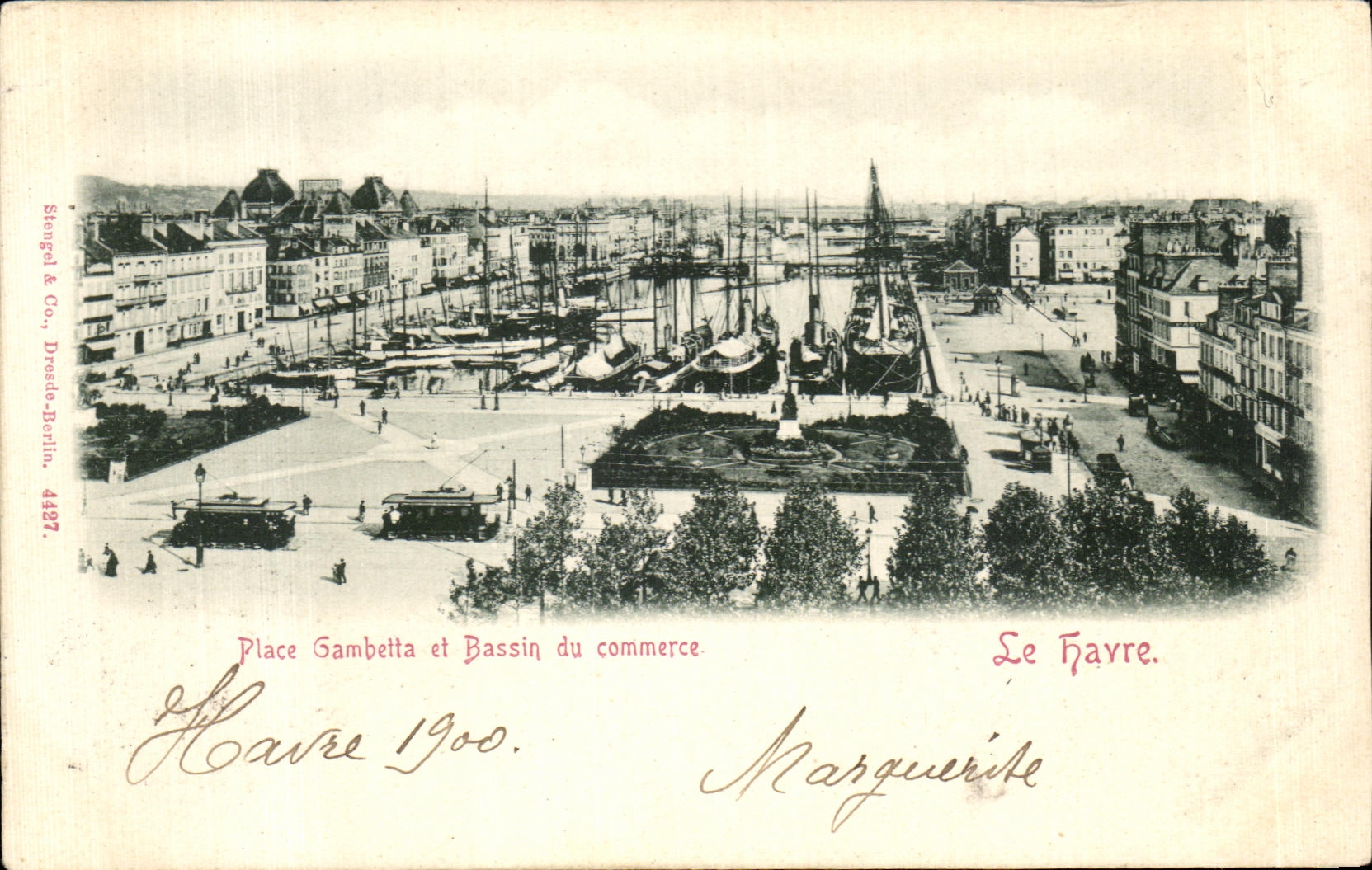 CPA Place Gambetta et Bassin du Commerce Le Havre Bateaux