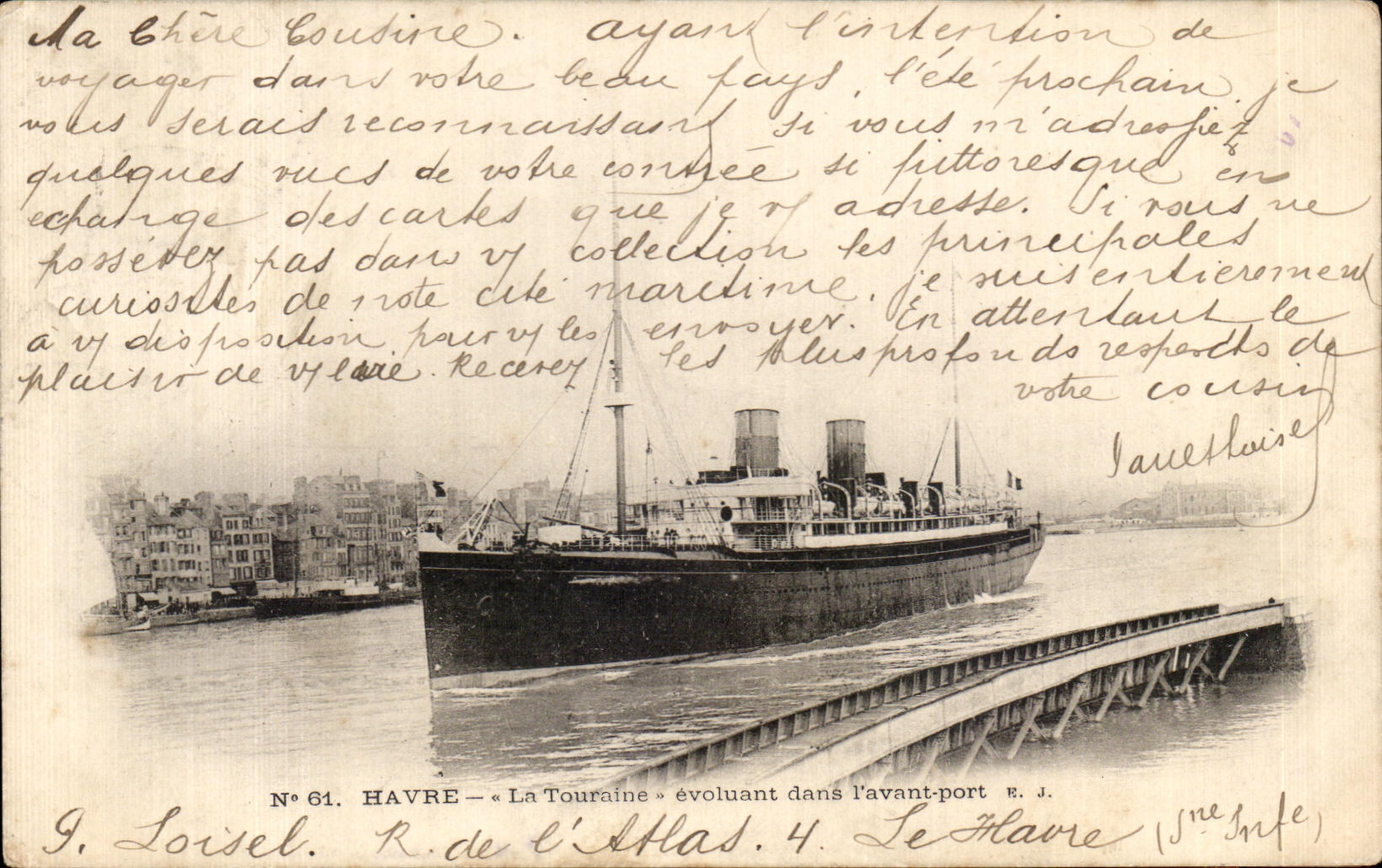 CPA Le Havre Touraine evolving/moving in I before port Boat Steamer