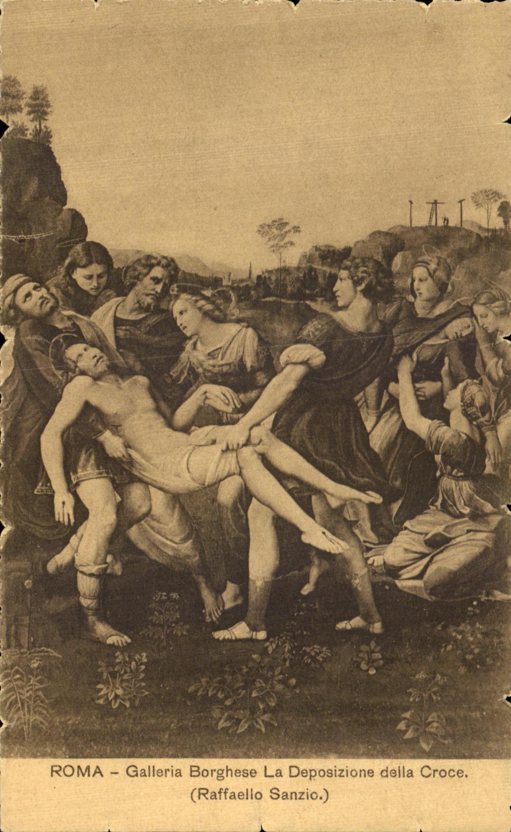 CPA Roma Galleria Borghese La Deposizione della Croce Christ