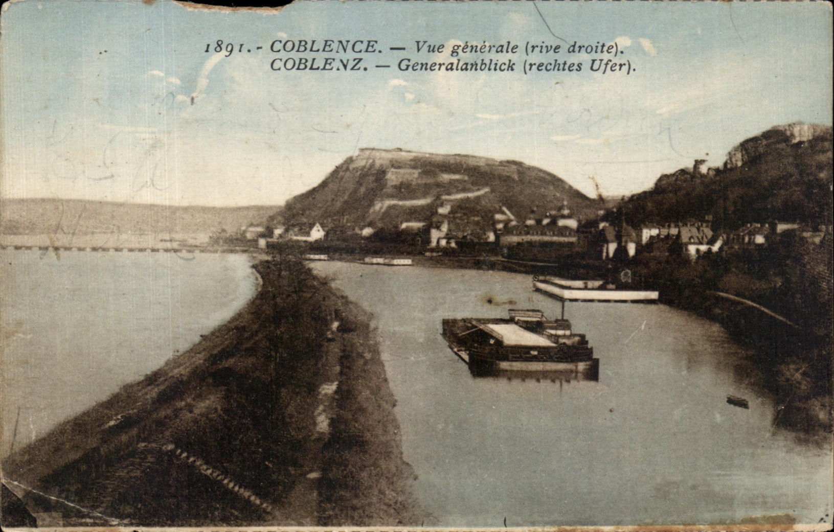 CPA Coblence Vue generale (rive droite) Coblenz Generalanblick (rechtes Ufer)