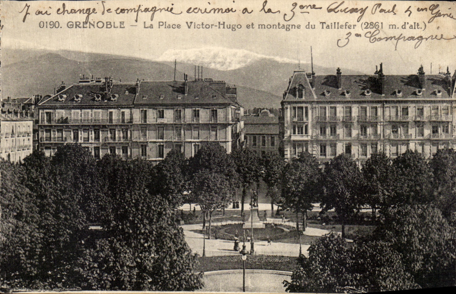 CPA Grenoble the Place Victor Hugo and mountain of Taillefer