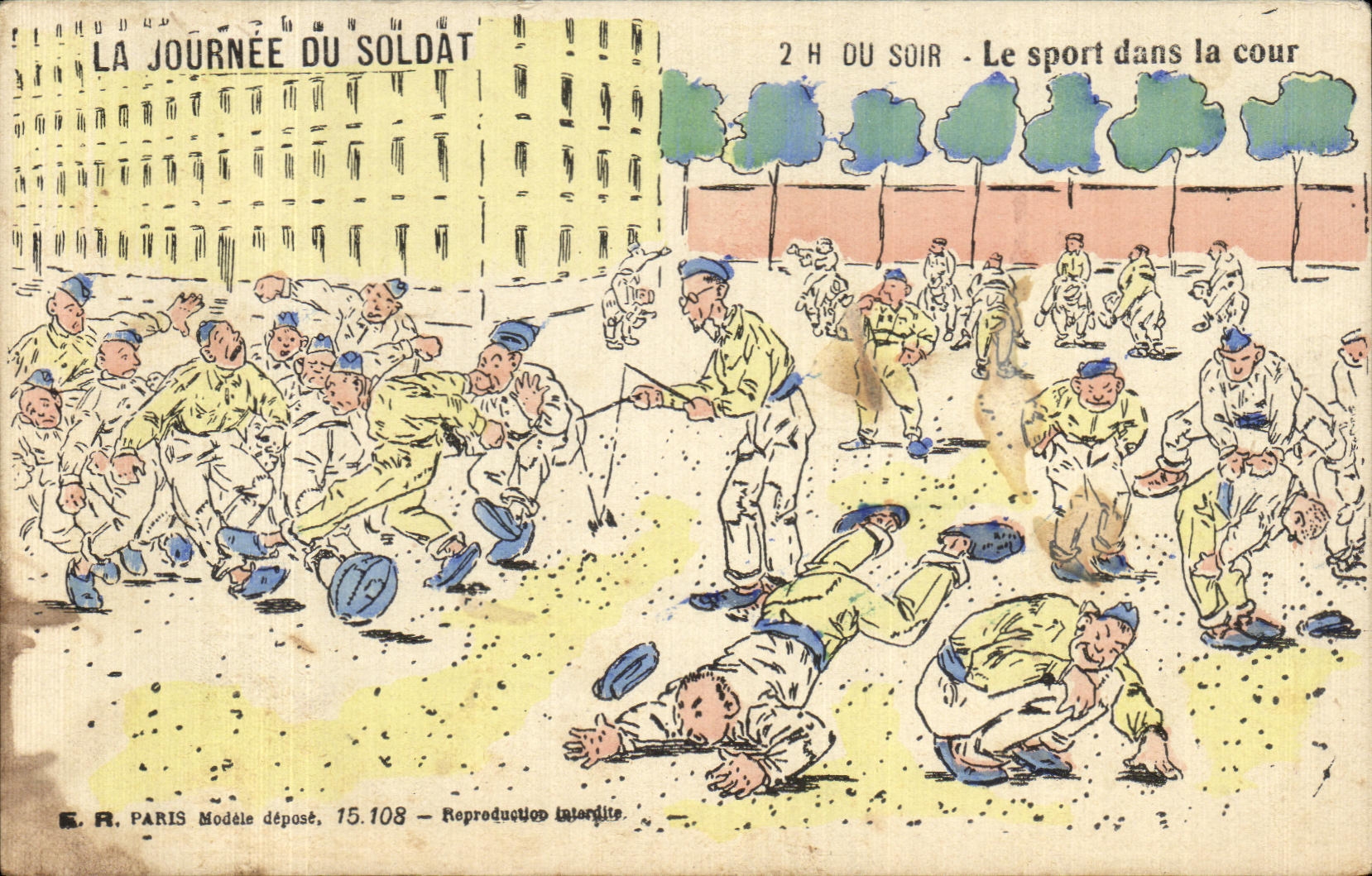 CPA Paris the Day Of the Soldier the sport in the court Militaria Humor