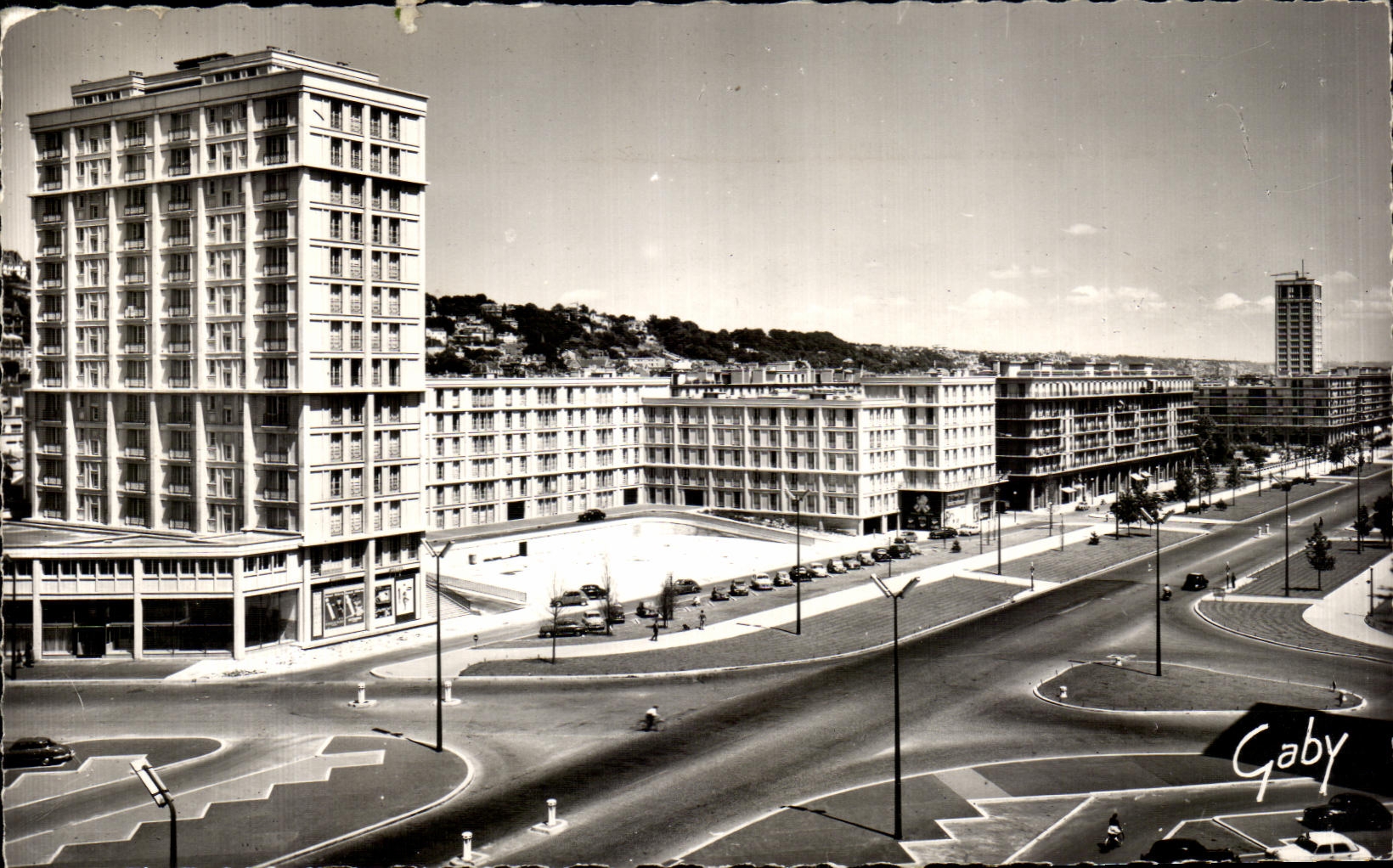 Avenida de CPSM Le Havre Foch vista del ayuntamiento norteno de la vuelta de Oceane de la puerta