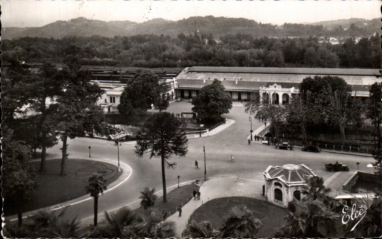 Low CPA Pau Pyr Train station and Slopes of Jurancon seen since the Boulevard of the Pyrenees