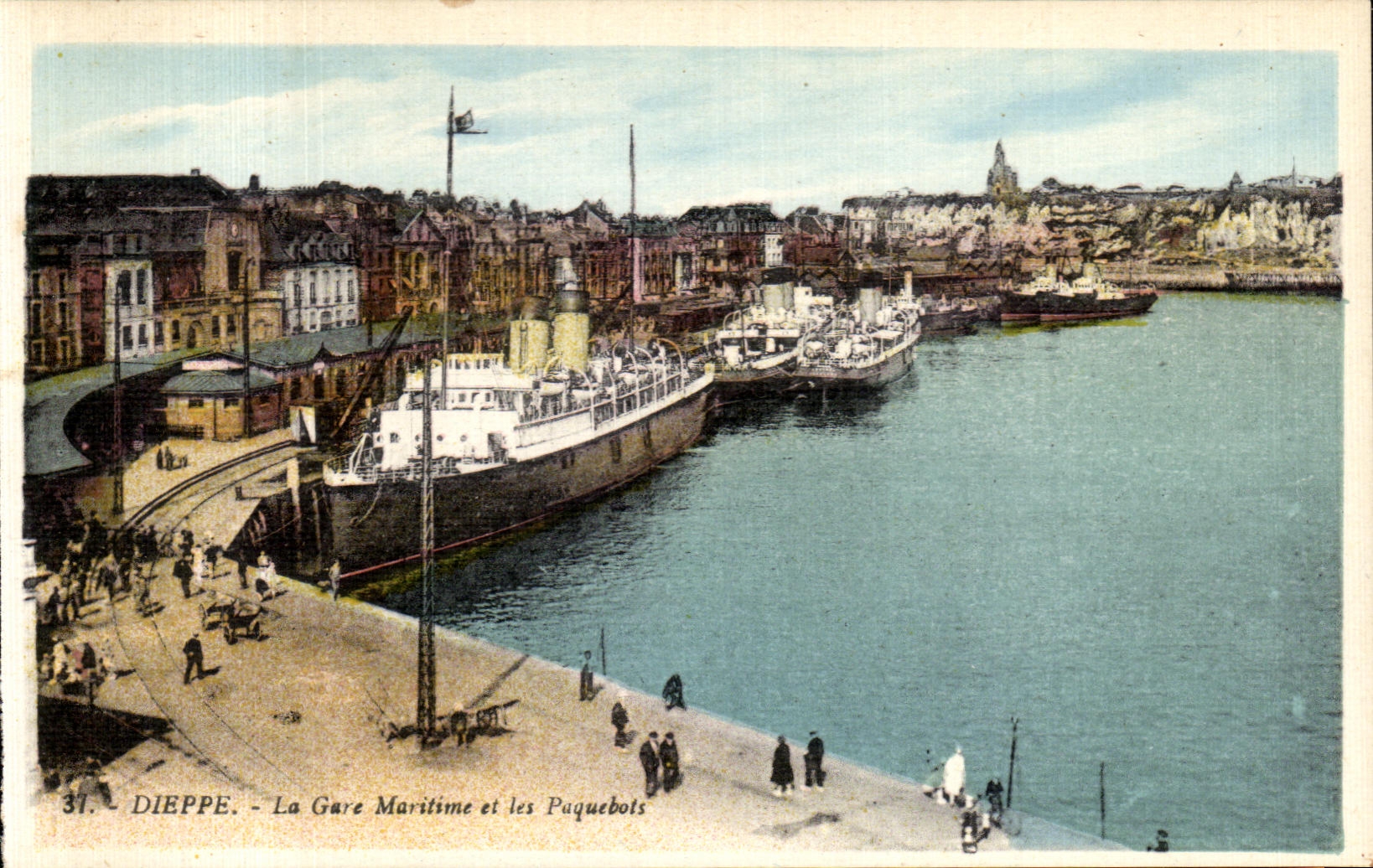 Estacion de tren de CPA Dieppe maritima y el barco de los vapores