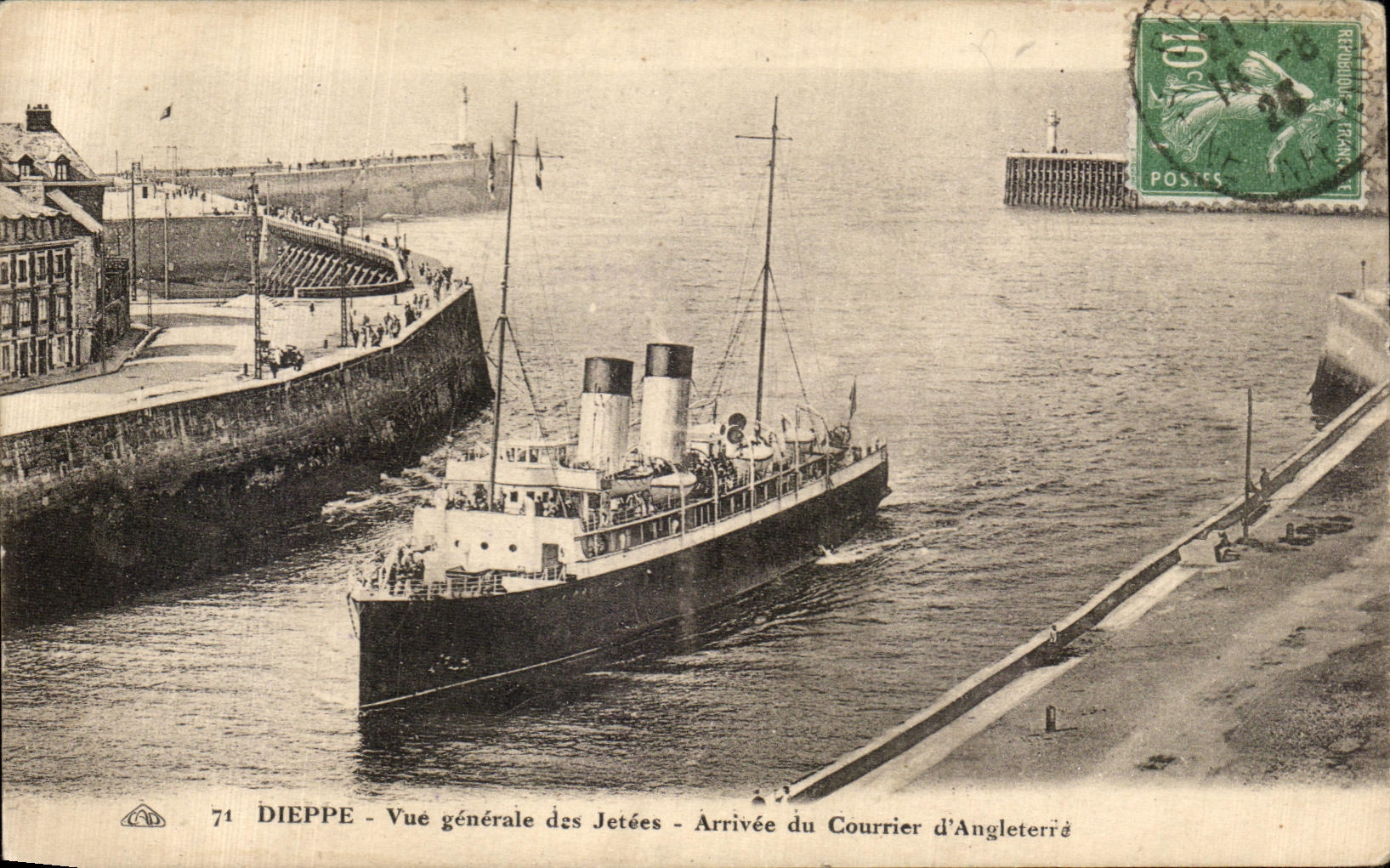 Opinion de CPA Dieppe de la llegada de los embarcaderos del barco de Angleterr del correo