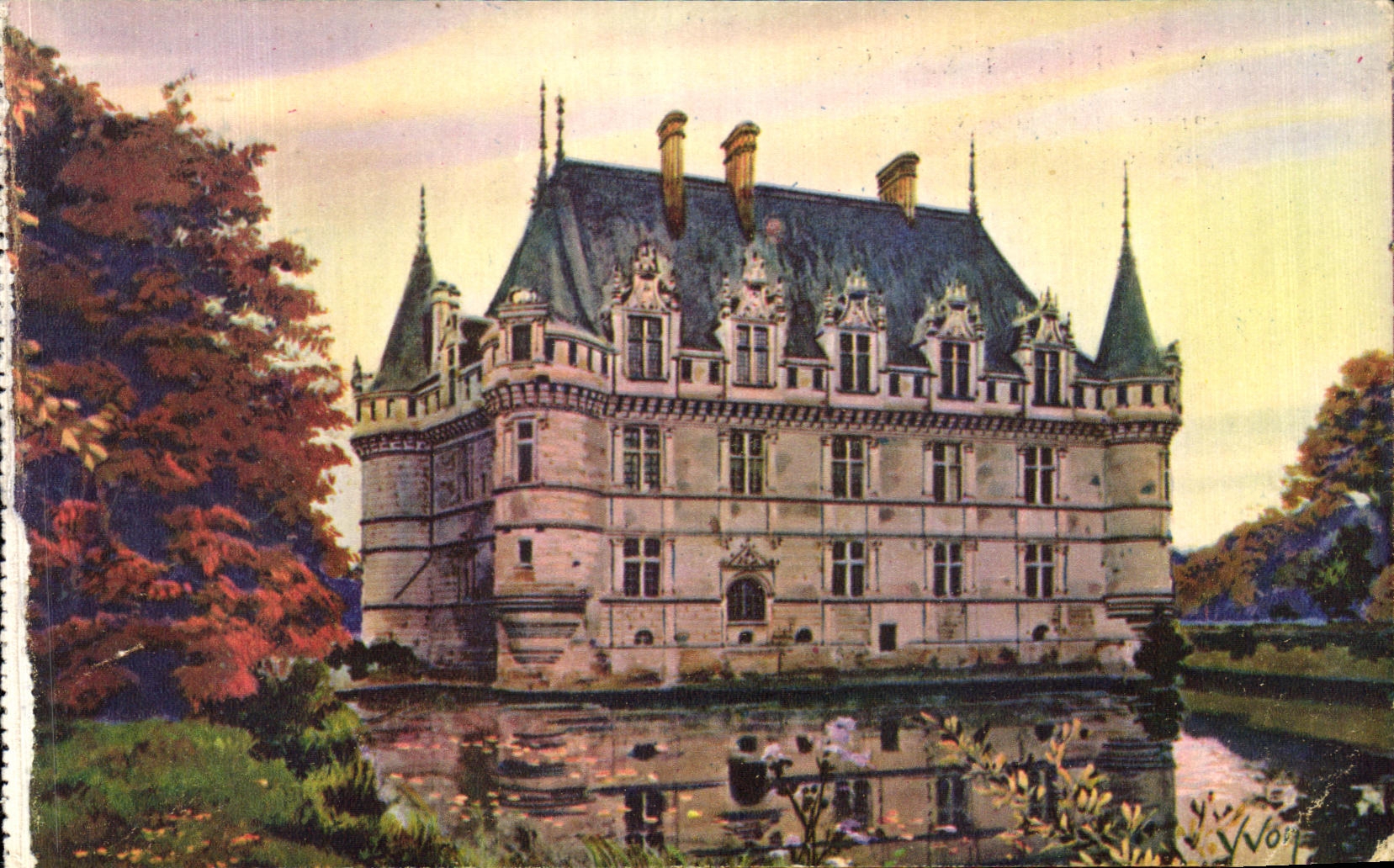 Castillo Azay de CPA Loire ch4ateau la cortina