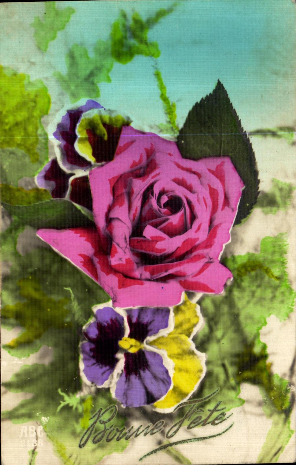 CPA Bonne fete Rose Fleur 