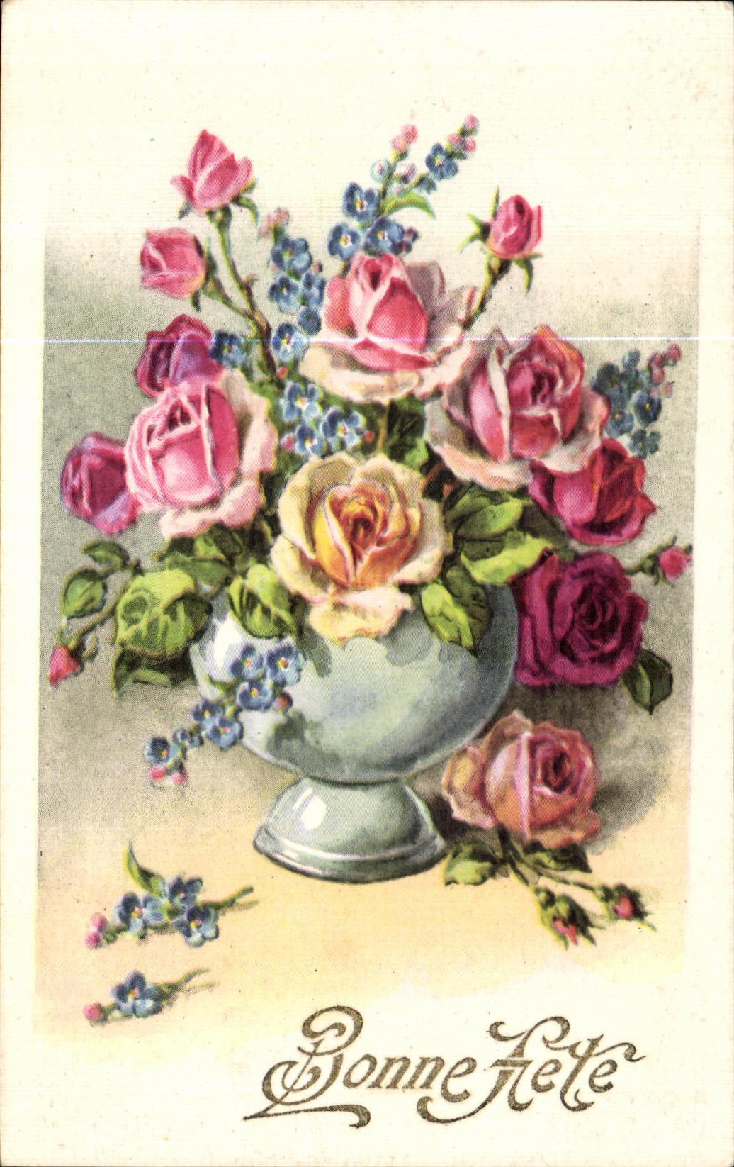 CPA Bonne fete Fleurs Rose