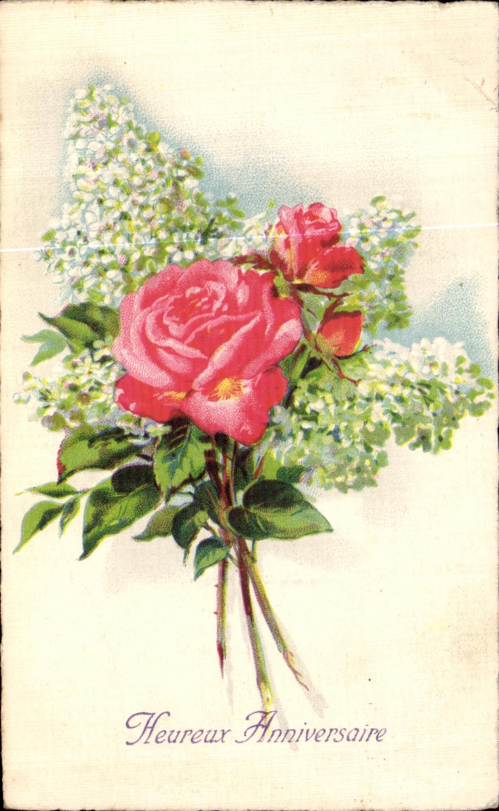 CPA Fleurs Heureux Anniversaire