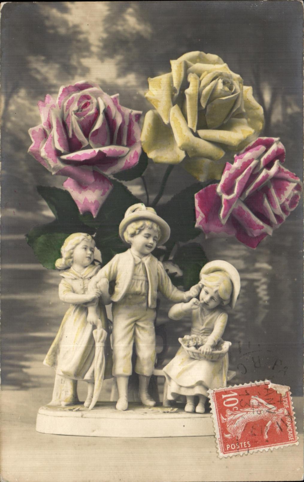 CPA Bonne Fete Fantaisie Fleurs Santons 