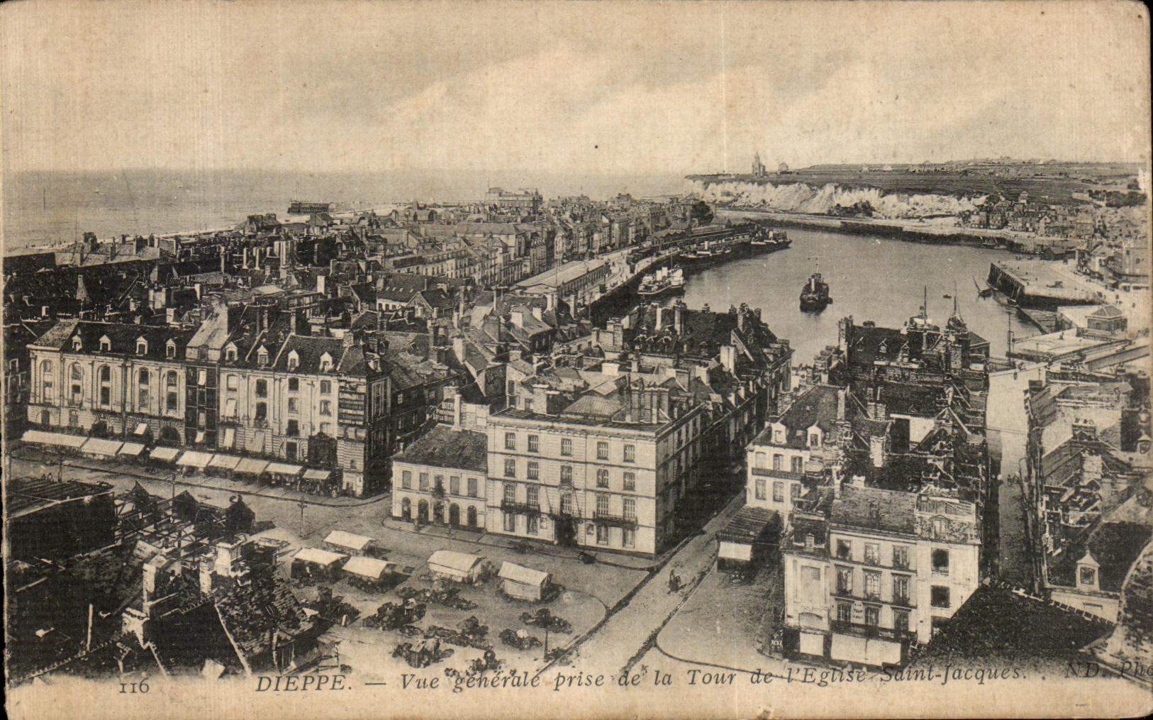 Opinion de CPA Dieppe tomada de la torre del santo Jacques de la iglesia