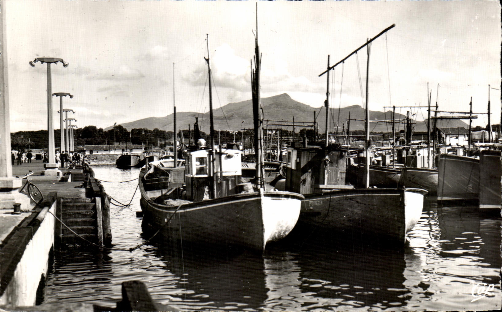 CPA Saint Jean De Luz Le Port Vue vers la rhune Bateaux