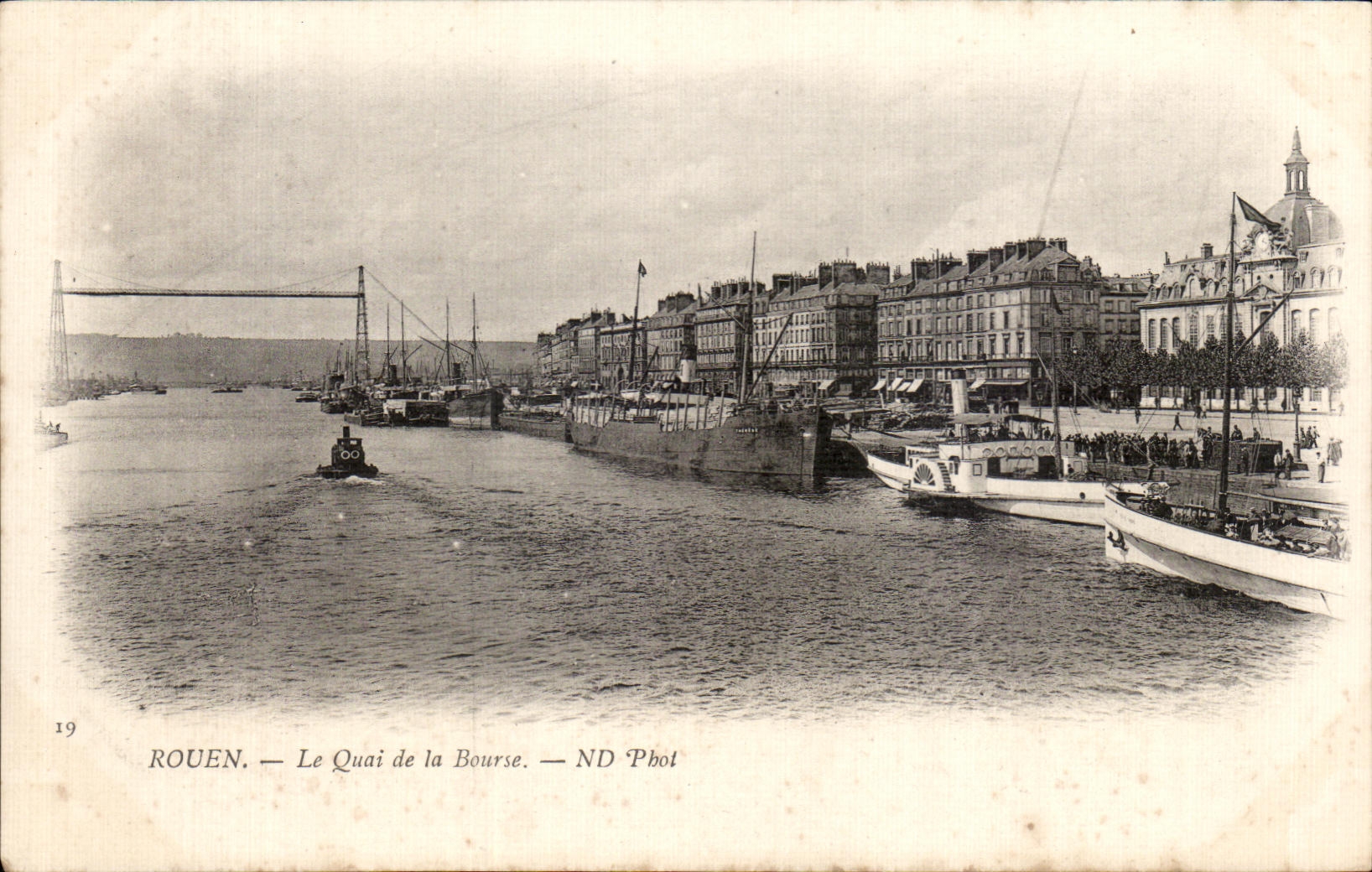 CPA Rouen the quay of Bource Boats