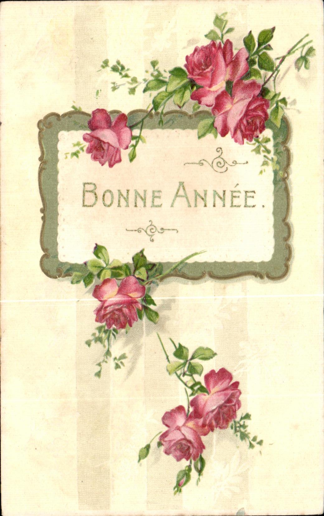 CPA Fantaisie Fleurs Rose Bonne Annee