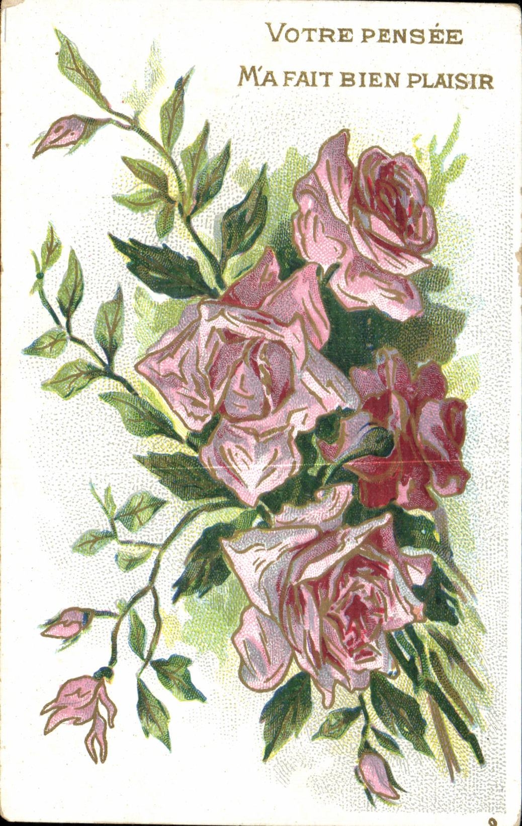 CPA Fantaisie Rose Votre Pensee Ma Fait Bien Plaisir